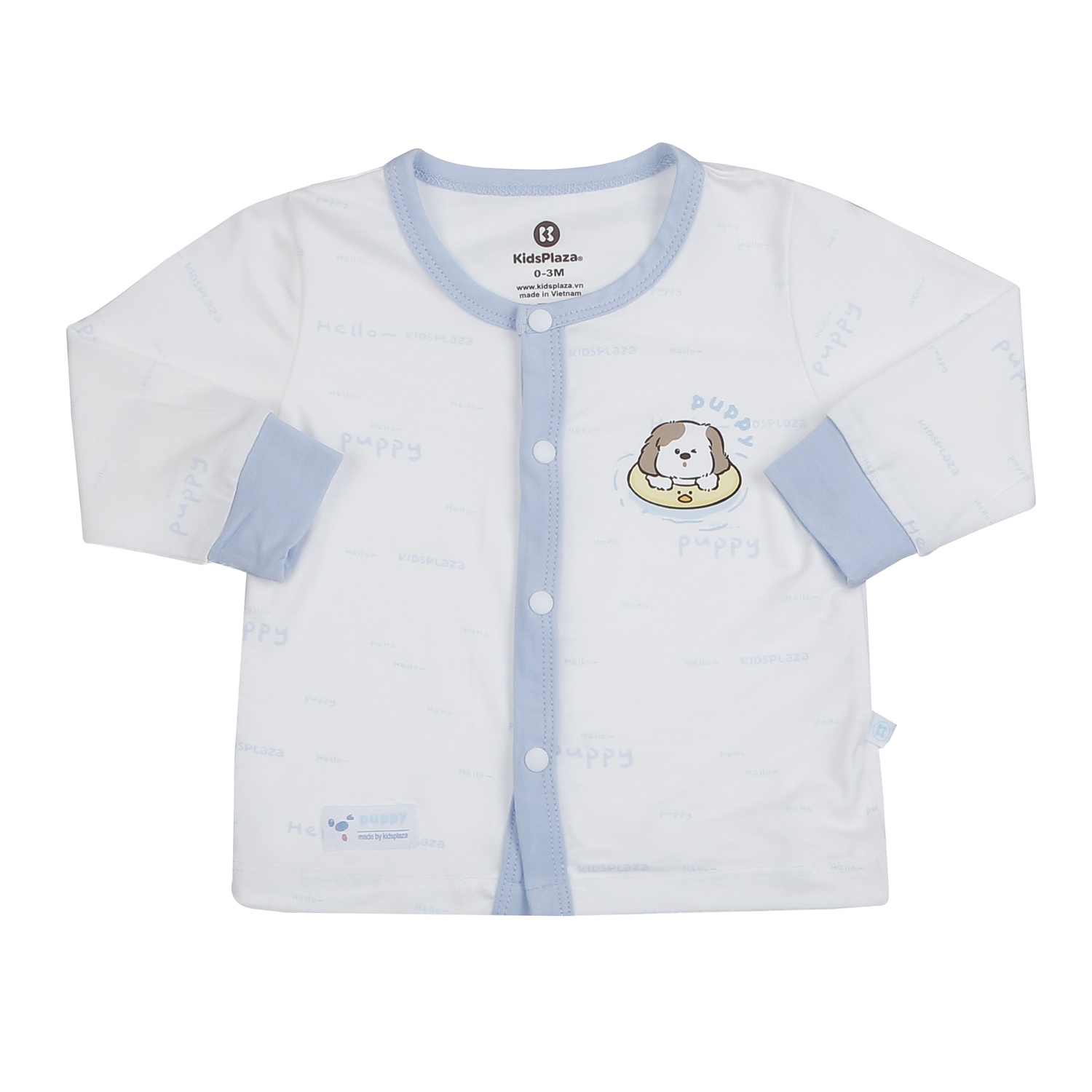 Bộ quần áo dài tay bé trai KidsPlaza in cún M26H (Trắng xanh)  hình 3