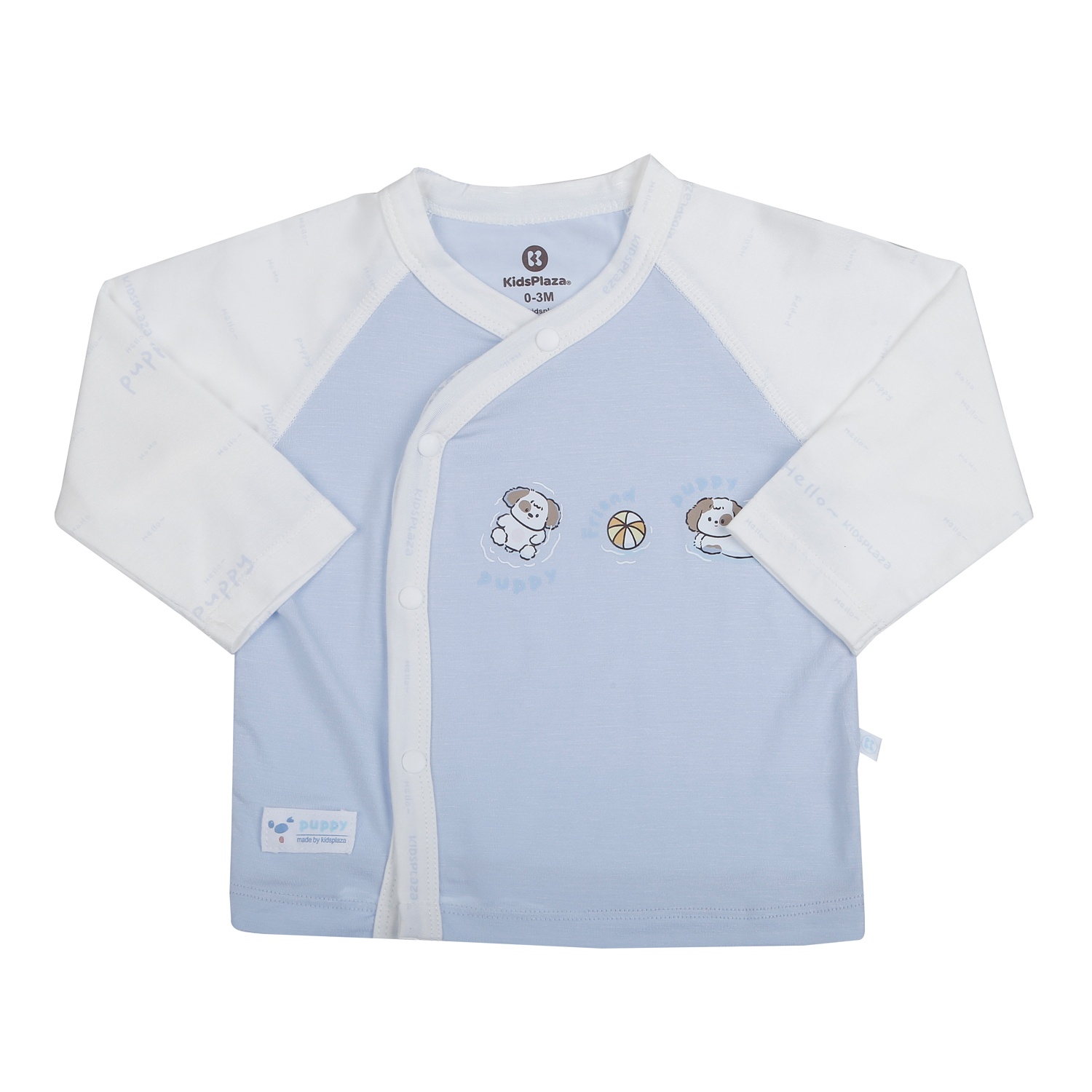 Bộ dài cài lệch KidsPlaza in cún M26H (Trắng xanh) hình 2