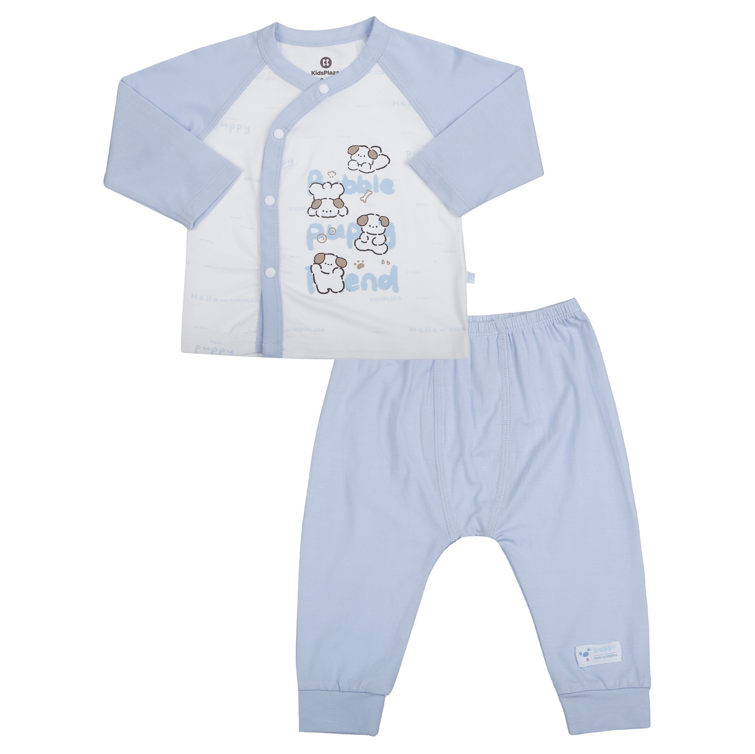 Bộ dài cài lệch KidsPlaza in cún M26H (Xanh) hình 1