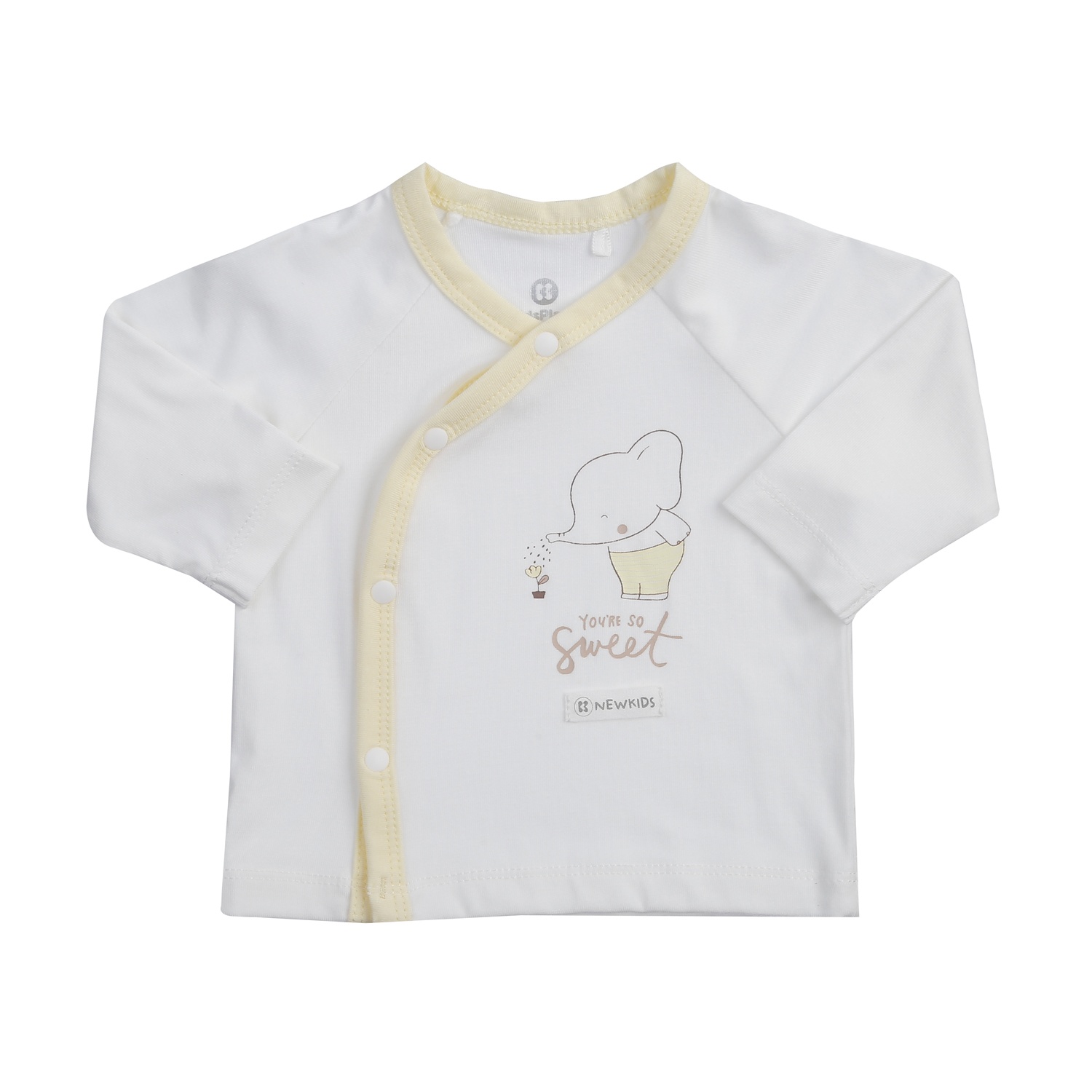 Bộ quần áo dài sơ sinh cài lệch KidsPlaza Otis ND24H (Trắng vàng) 0-3M  hình 2