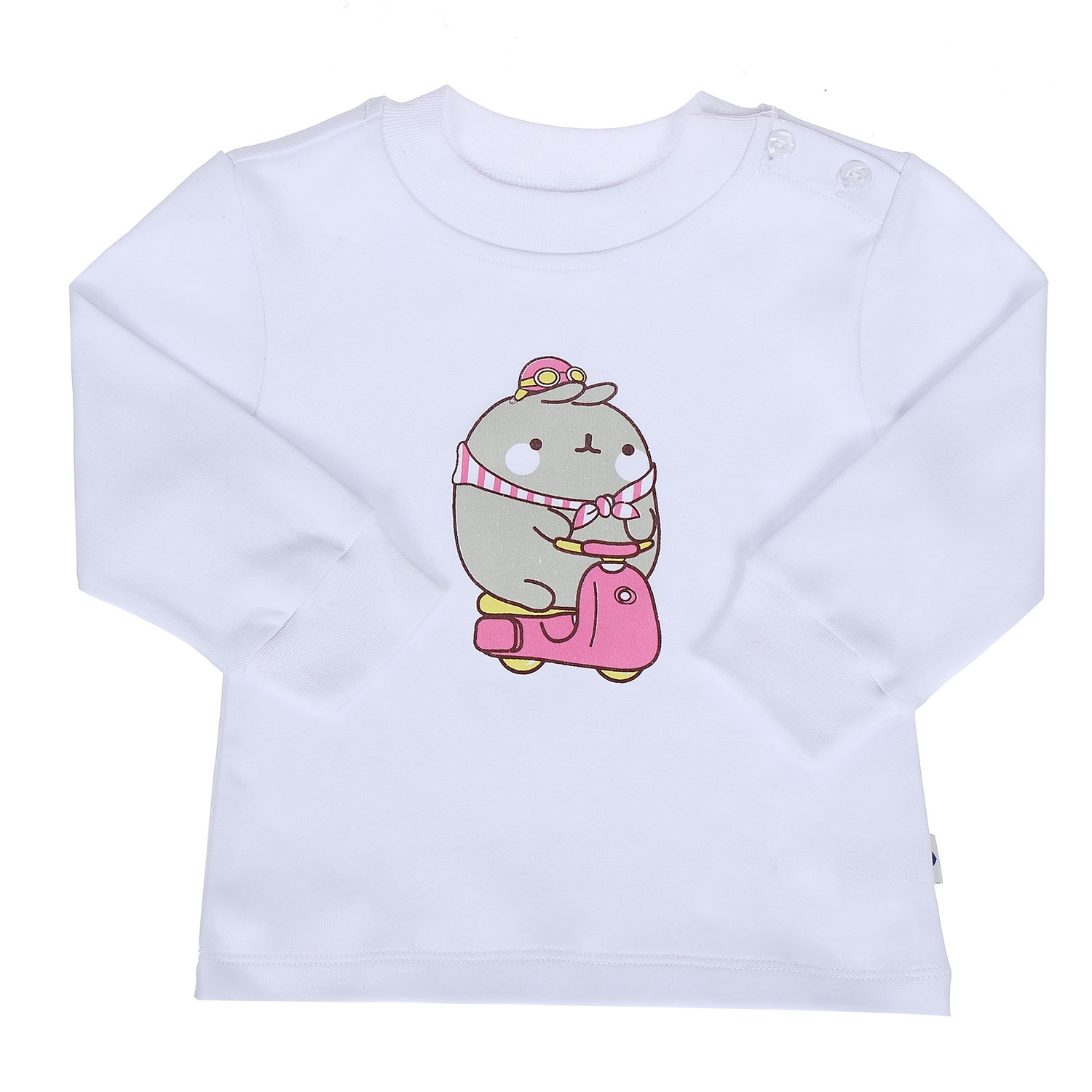 Áo sơ sinh dài tay Kiza cổ 3 phân dày N16 (màu trắng) hình 1