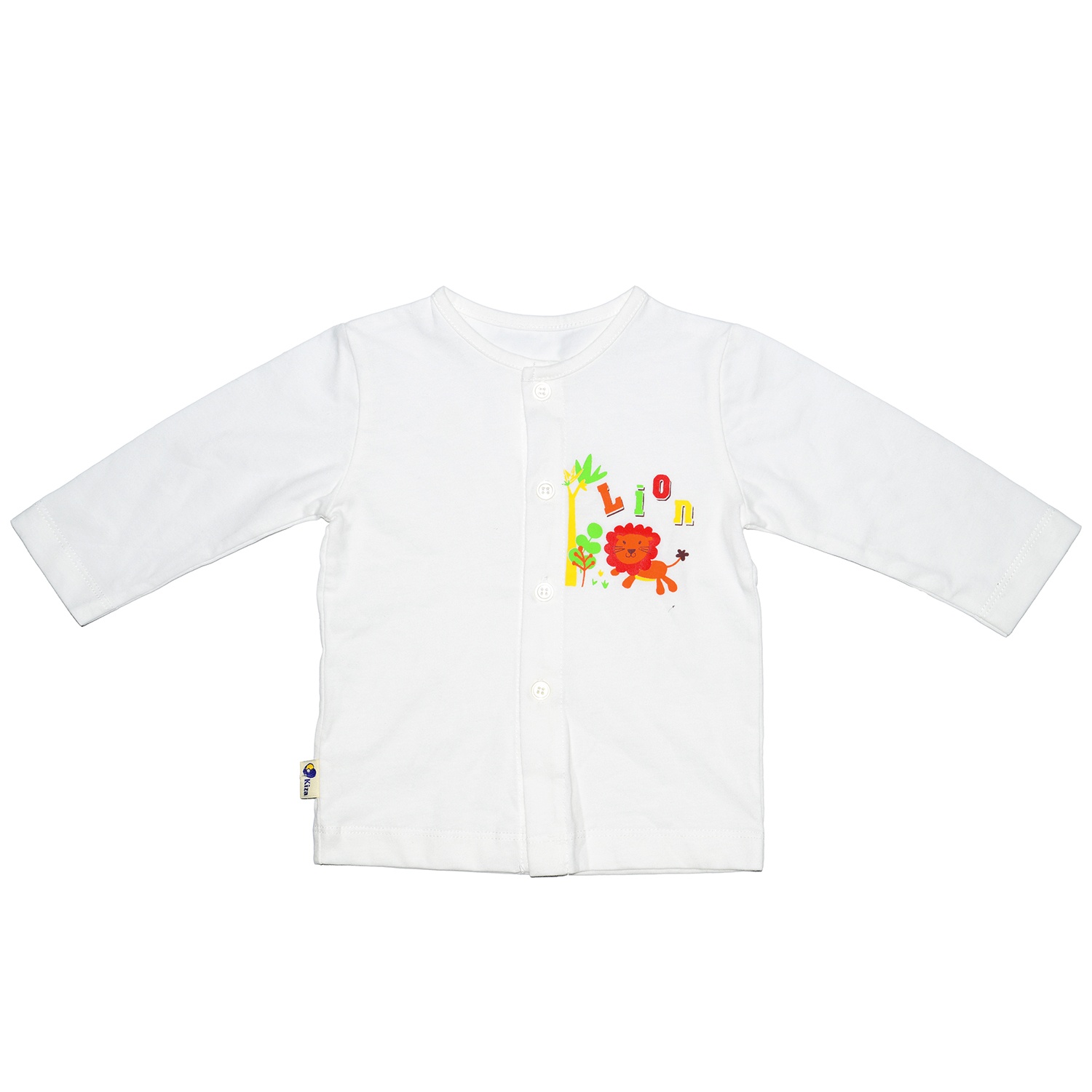 Áo tay dài cài giữa Kiza N16 in hình chú sư tử (trắng) hình 1