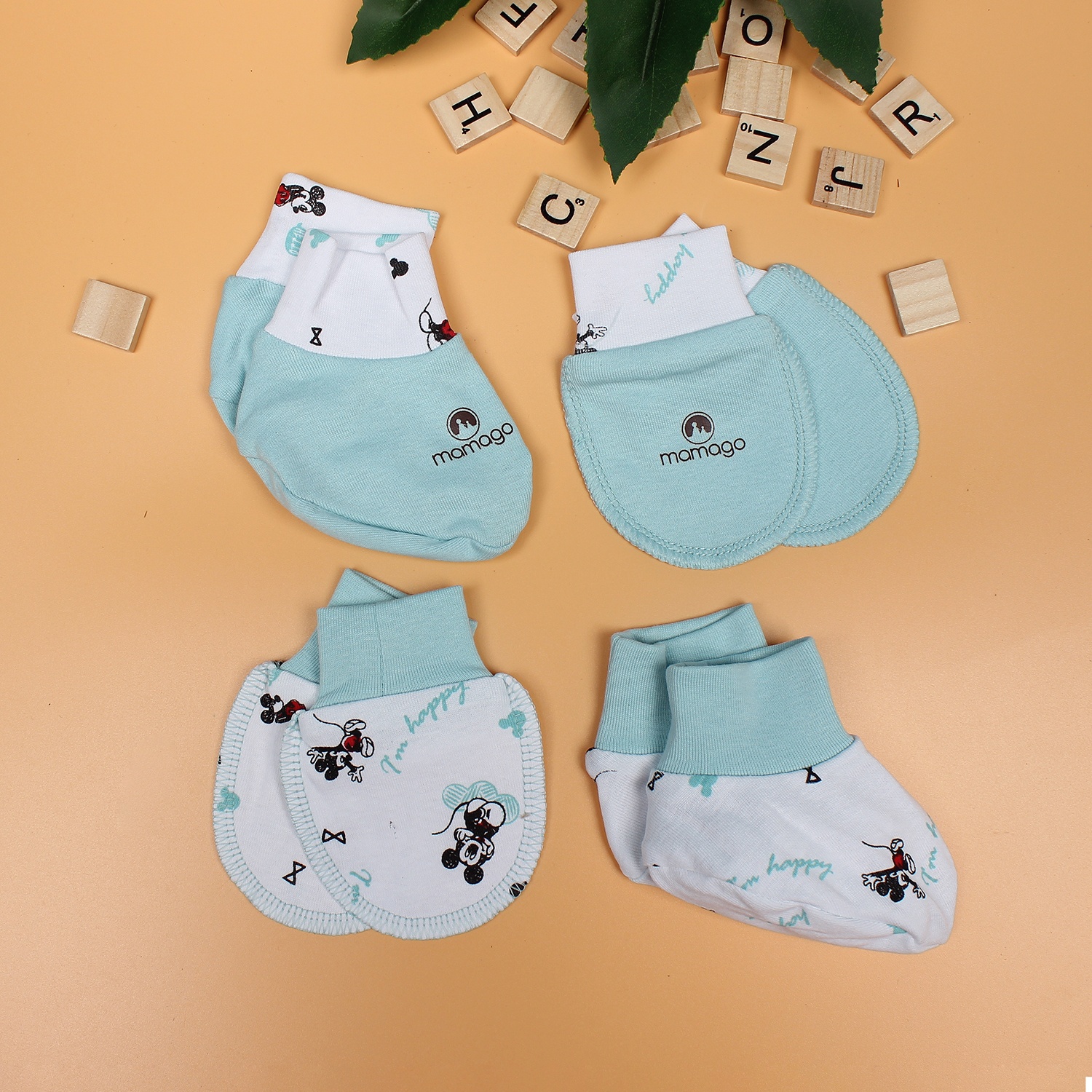 Set bao tay bao chân cho bé Mamago in hình chú chuột Mickey NĐ19 hình 1