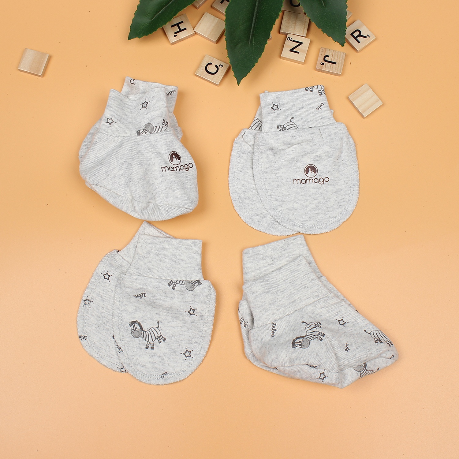 Set bao tay bao chân cho bé Mamago in hình ngựa vằn NĐ19 hình 1