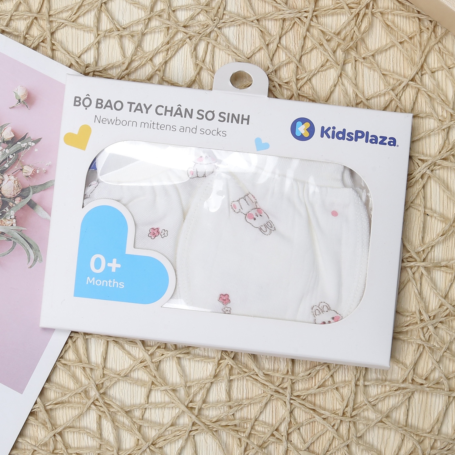 Set bao tay bao chân KidsPlaza Otis ND23T (Trắng Hồng) hình 1