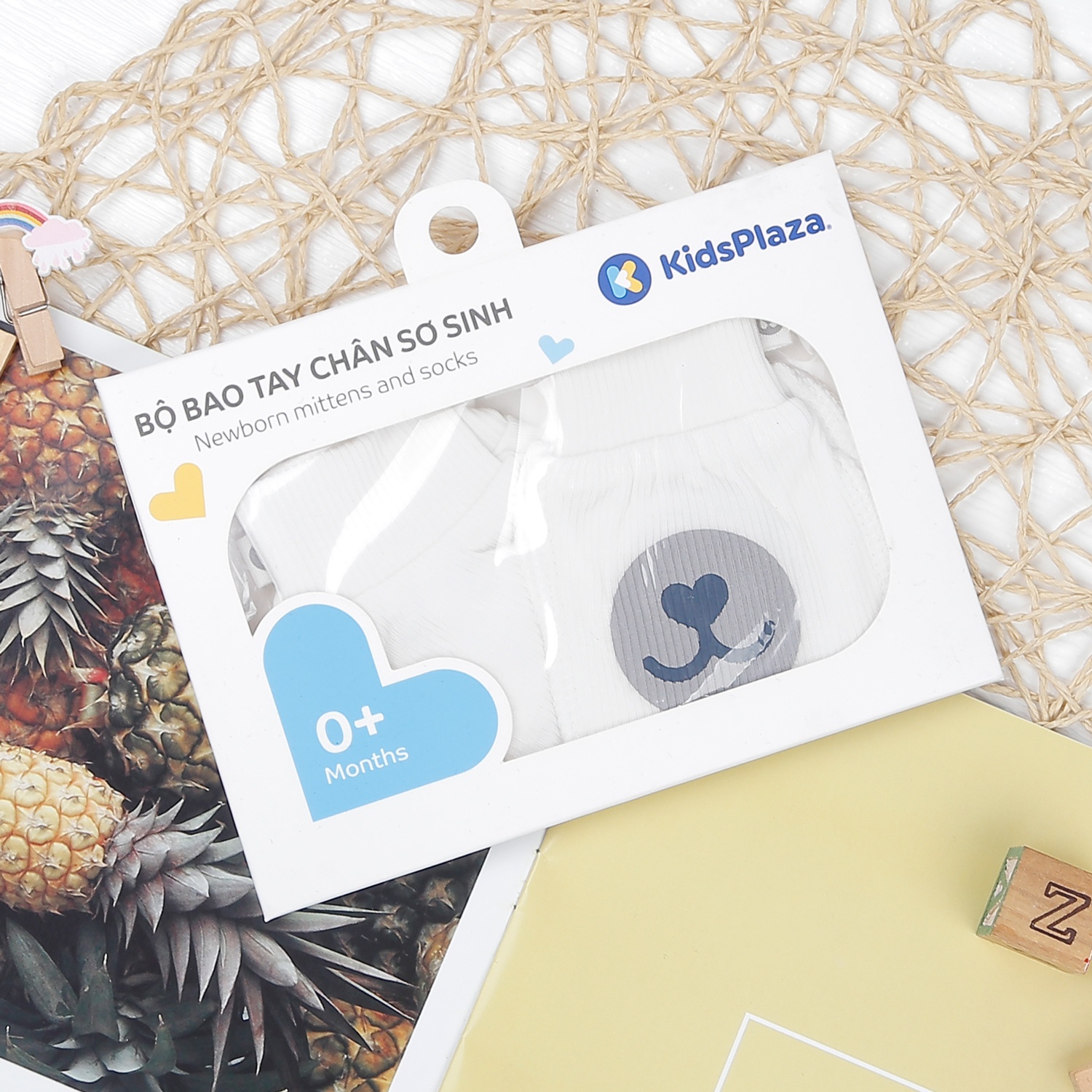 Set bao tay chân cho bé kẻ tăm KidsPlaza ND22T (Trắng) hình 3