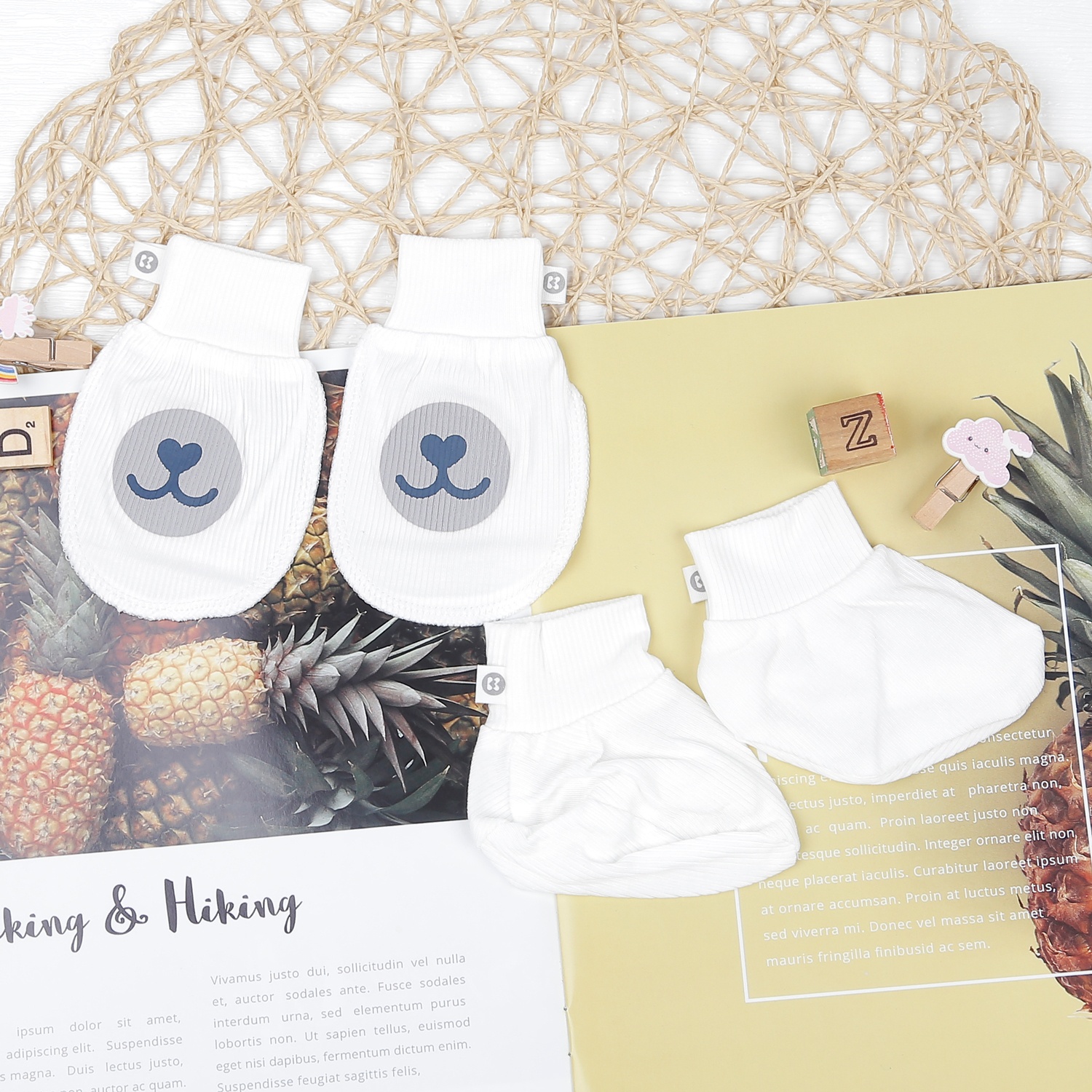 Set bao tay chân cho bé kẻ tăm KidsPlaza ND22T (Trắng) hình 1