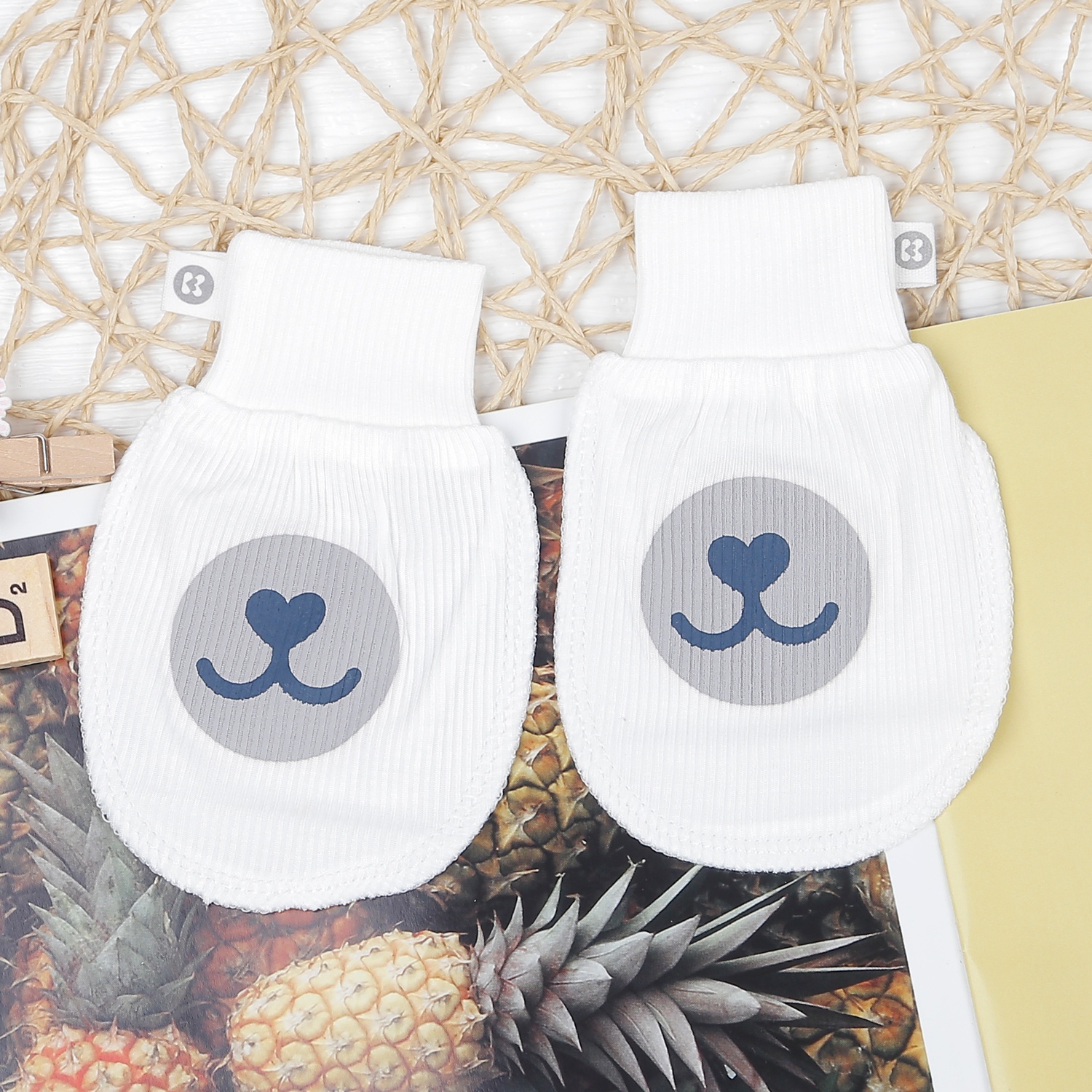 Set bao tay chân cho bé kẻ tăm KidsPlaza ND22T (Trắng) hình 2