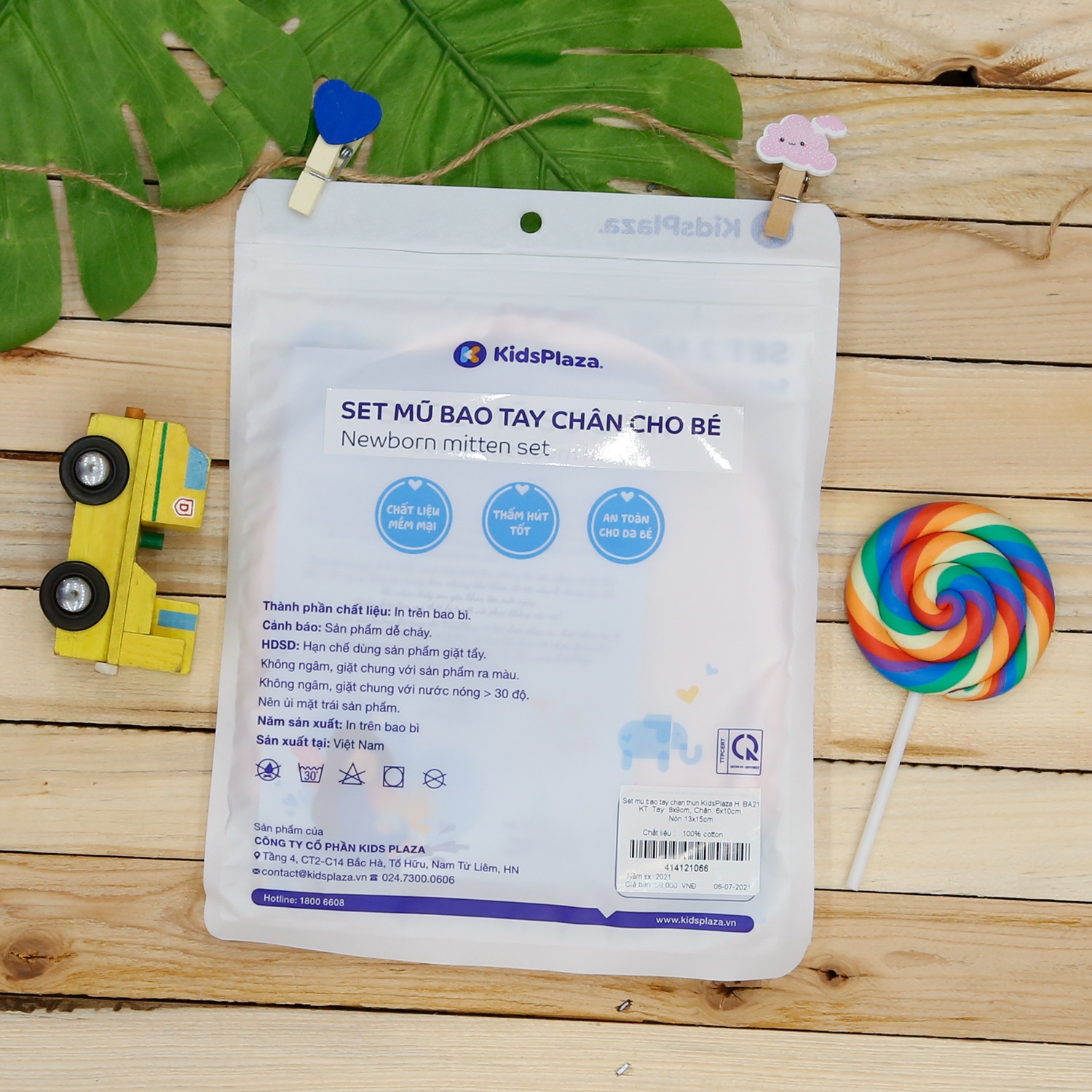 Set mũ bao tay bao chân KidsPlaza Ba21 (Hồng) hình 2