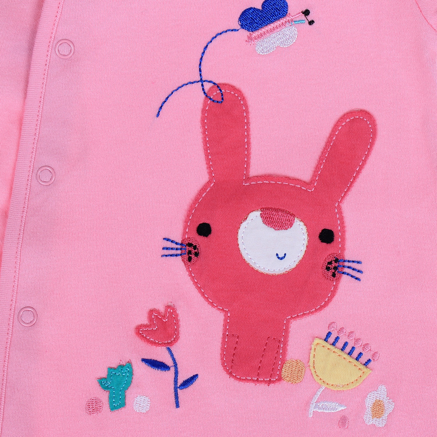 Bộ body bé gái in hình thỏ hồng đậm hình 3