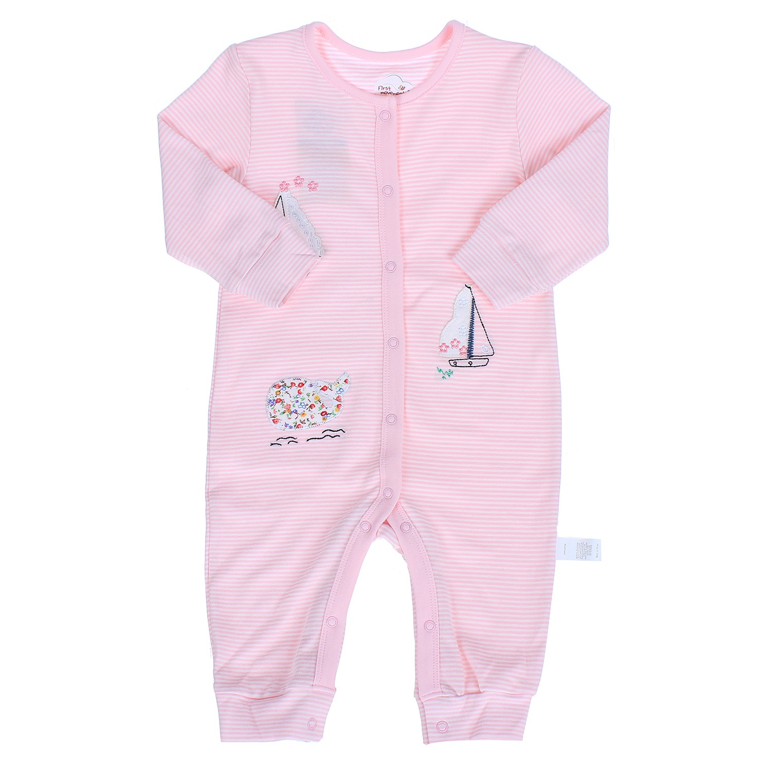 Bộ body bé gái kẻ hồng in hình thuyền hình 1