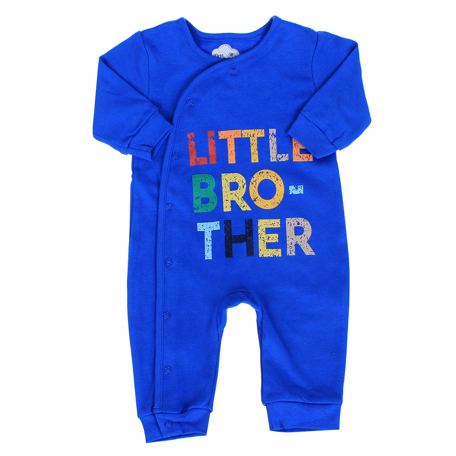 Bộ body bé trai màu xanh in chữ Little Brother hình 1
