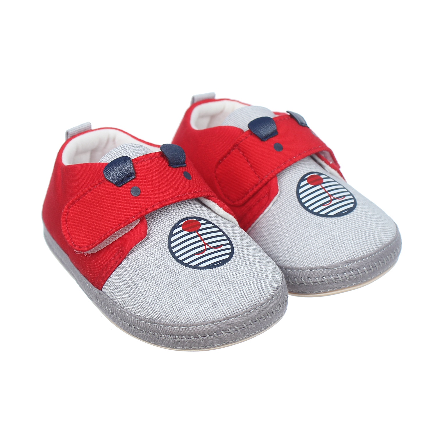 Giày tập đi Mamago K14 in hình Gấu (Đỏ - Xám) hình 1