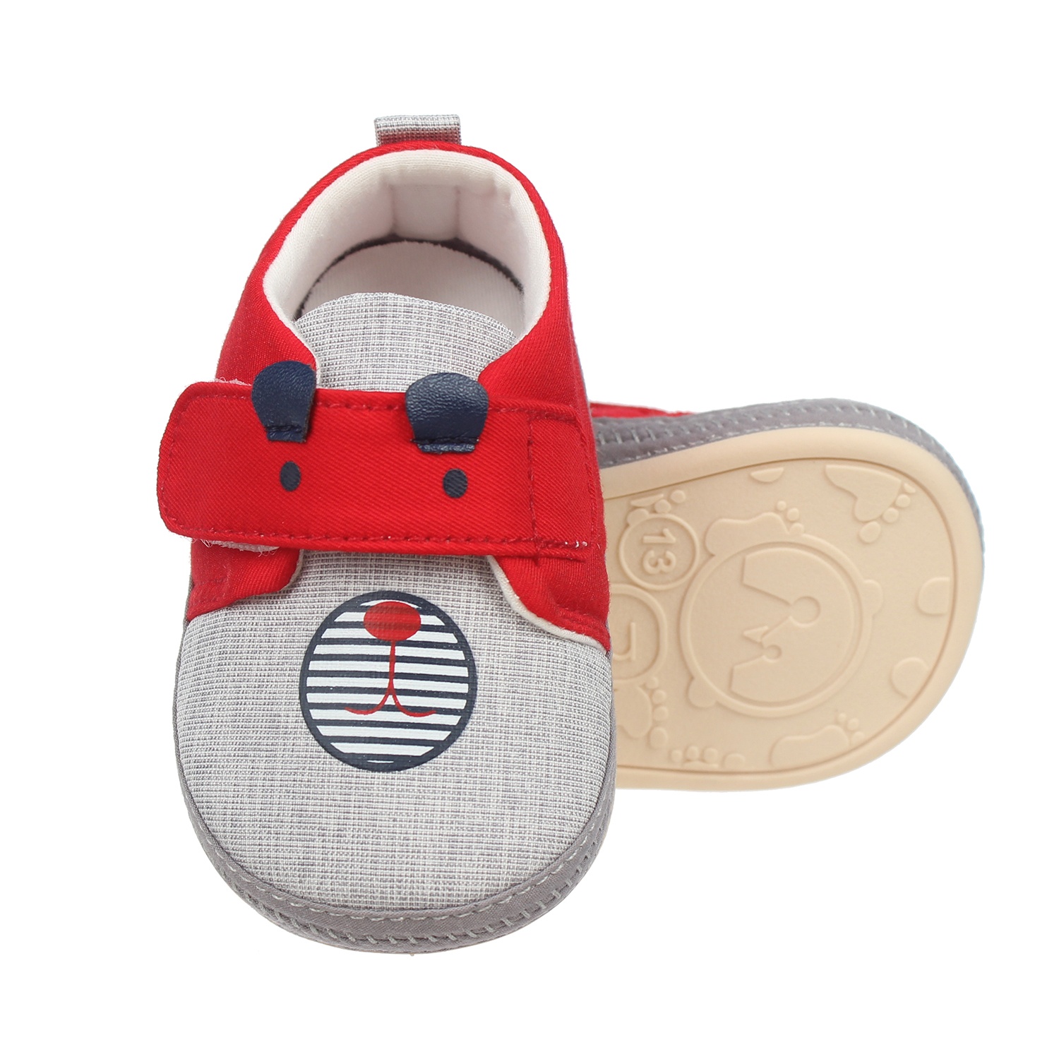 Giày tập đi Mamago K14 in hình Gấu (Đỏ - Xám) hình 2