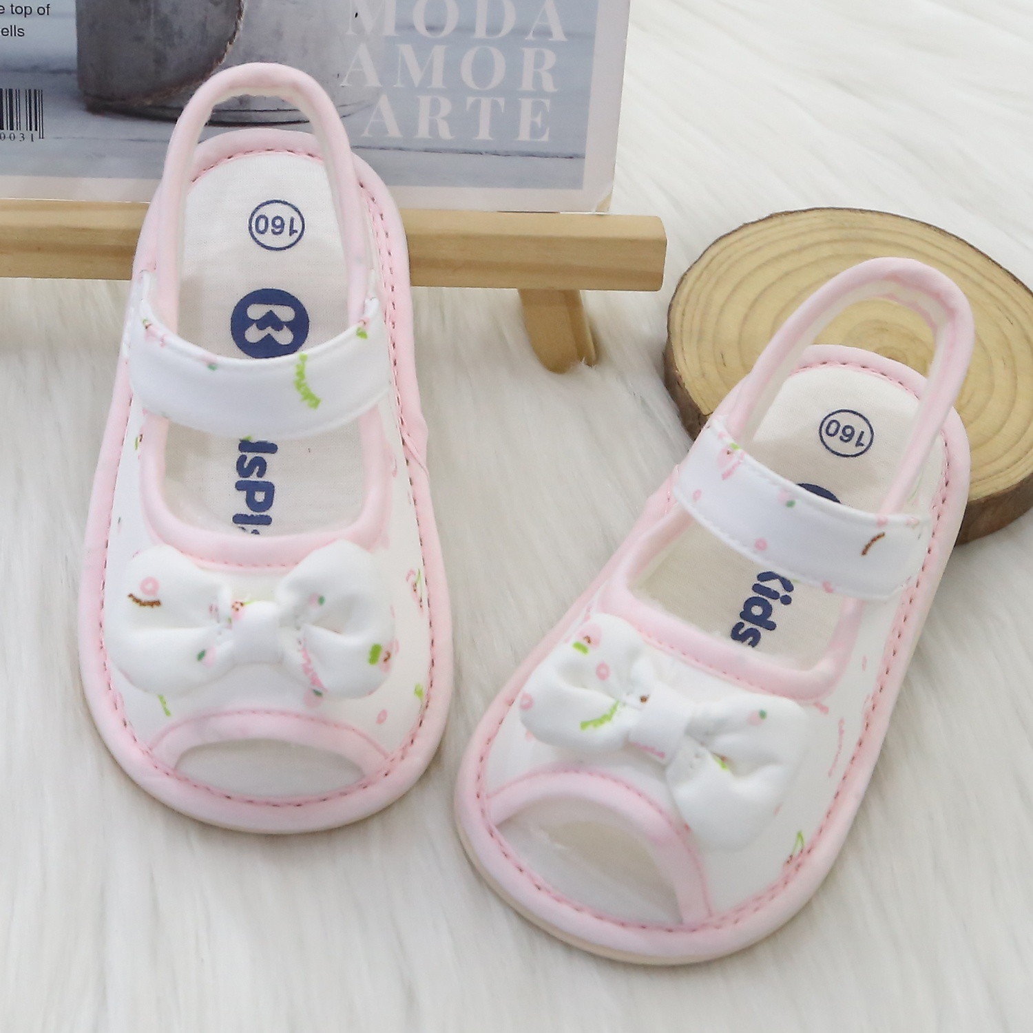 Dép tập đi Sandal KidsPlaza đính nơ 24K-S04 (Hồng) hình 2