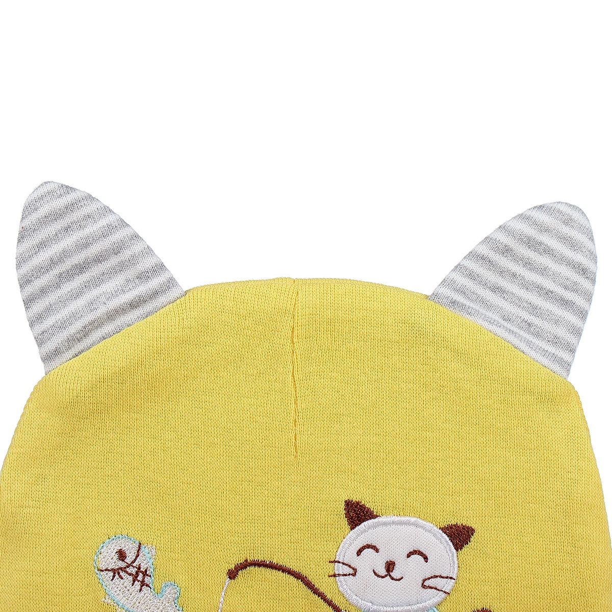 Bộ khăn mũ cho bé in mèo tai kẻ QQ19 hình 1