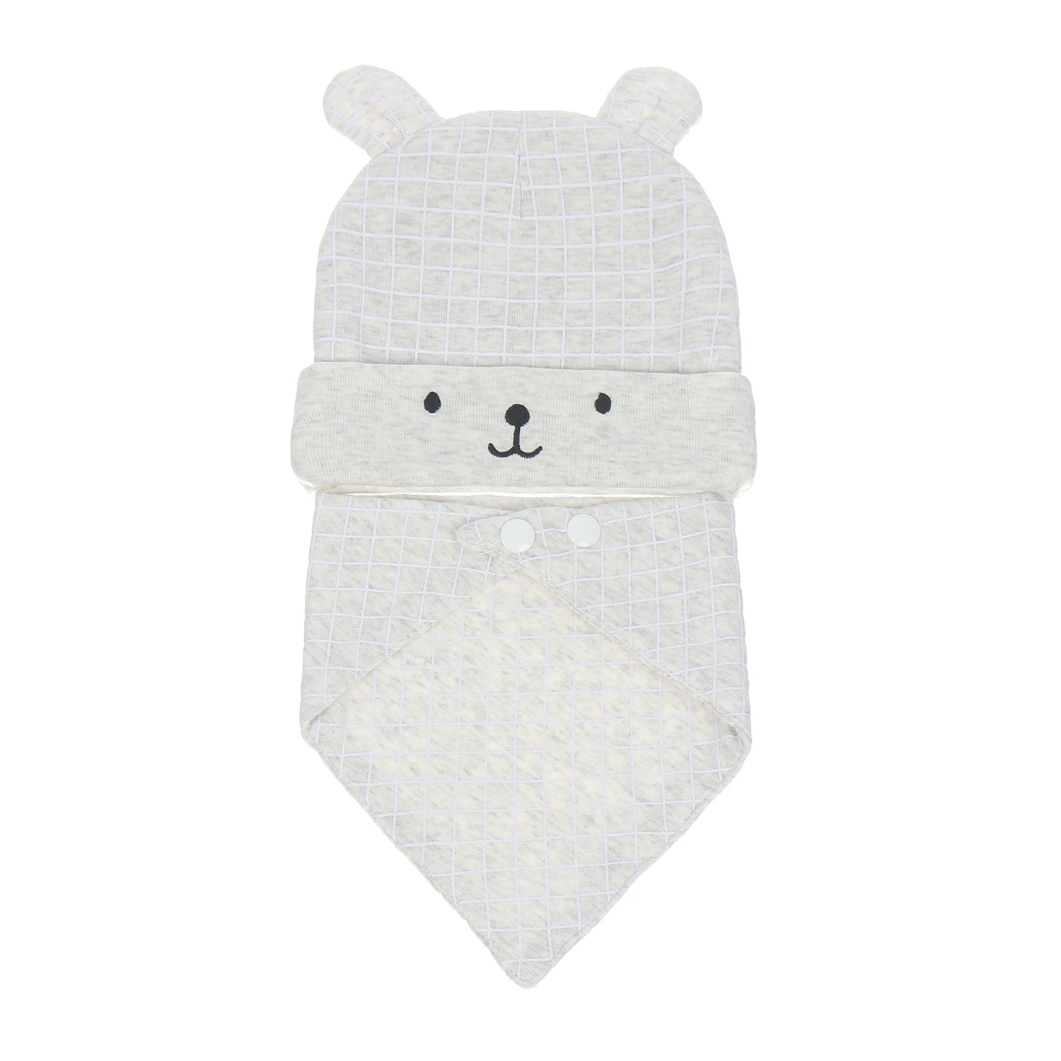 Bộ khăn mũ kẻ Caro hình Gấu QQ20 hình 1