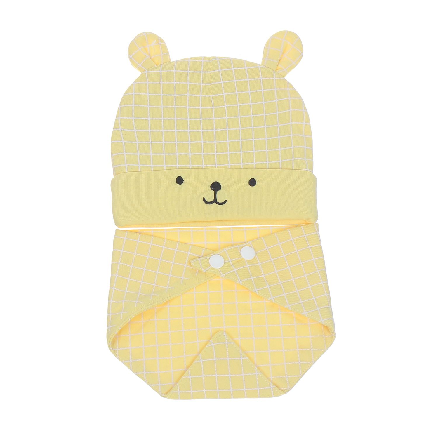 Bộ khăn mũ kẻ Caro hình Gấu QQ20 hình 2