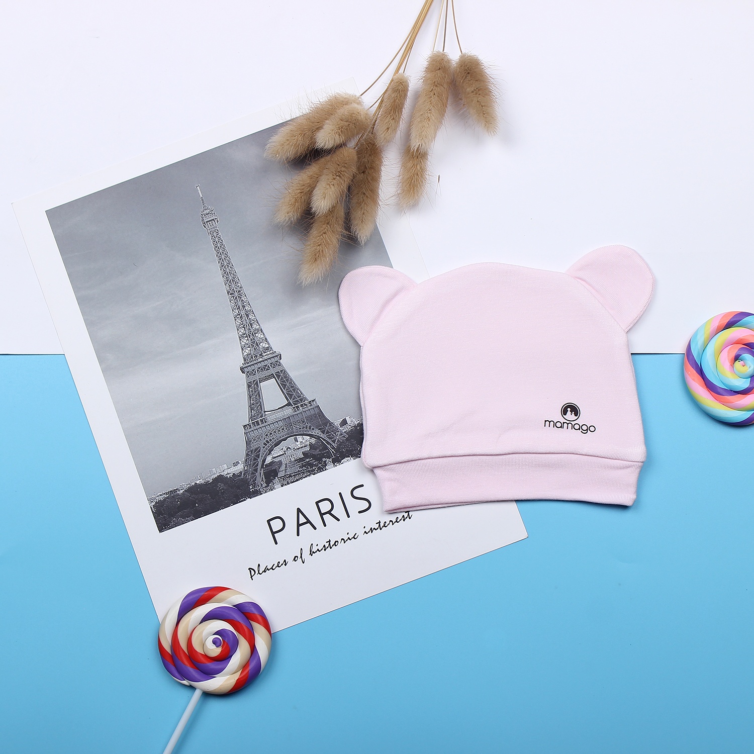 Mũ sơ sinh cho bé Otis Mamago (Hồng) Mũ sơ sinh cho bé Otis Mamago (Hồng) hình 3