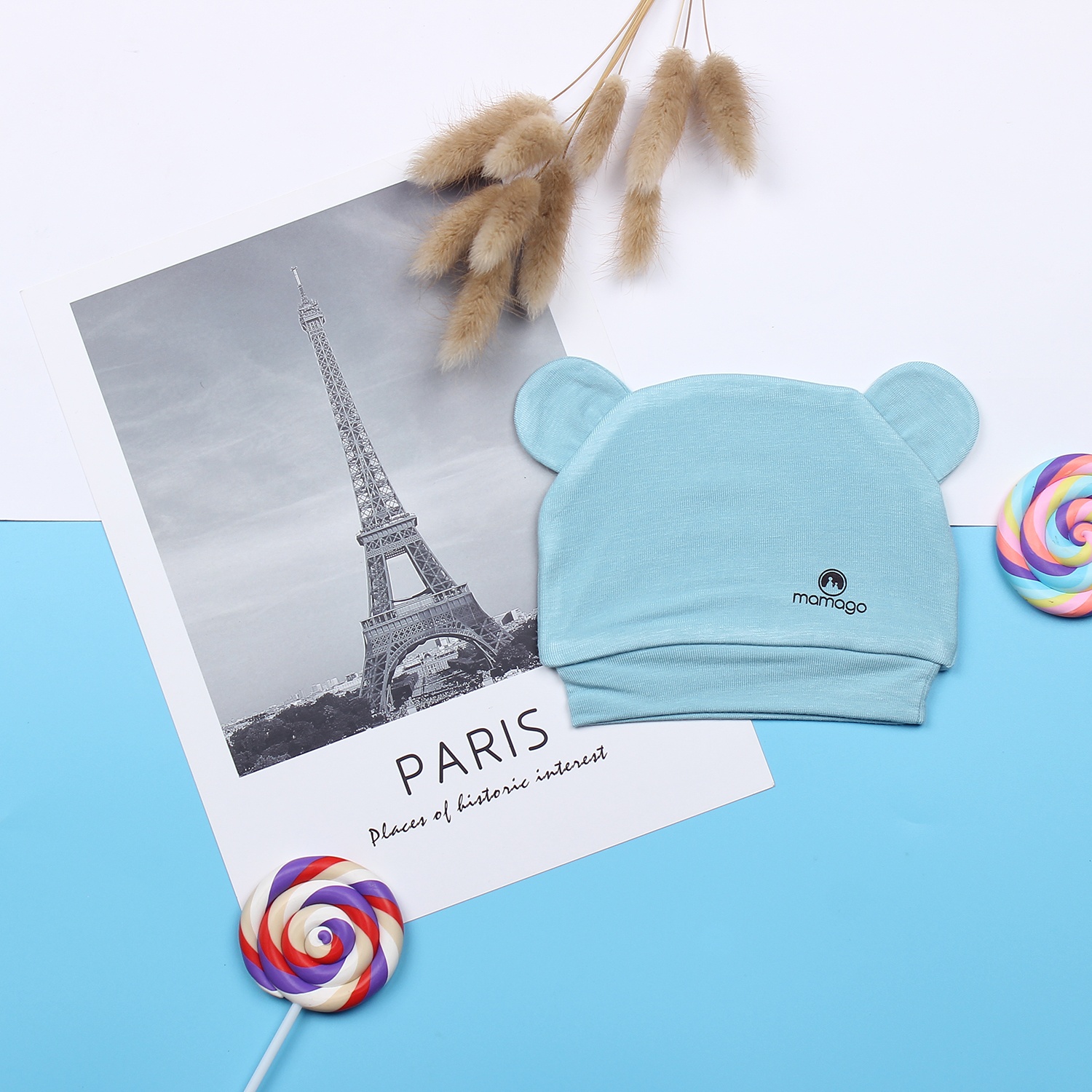 Mũ sơ sinh cho bé Otis Mamago (Xanh) Mũ sơ sinh cho bé Otis Mamago (Xanh) chất liệu an toàn