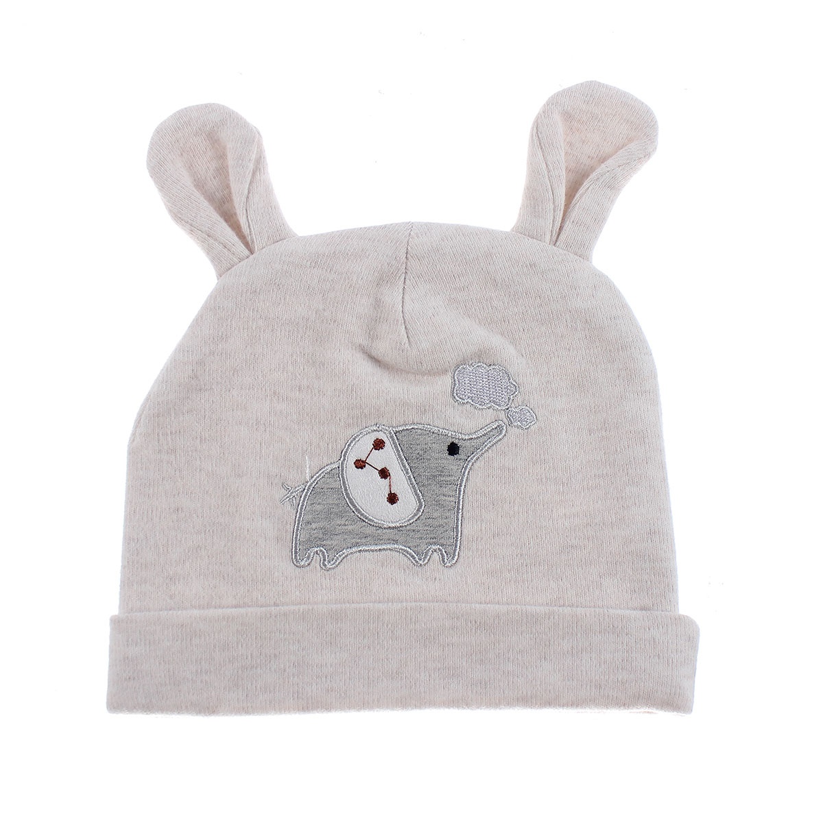 Mũ sơ sinh cotton cho bé nhung in hình voi Mamago HN19D (Ghi) hình 1