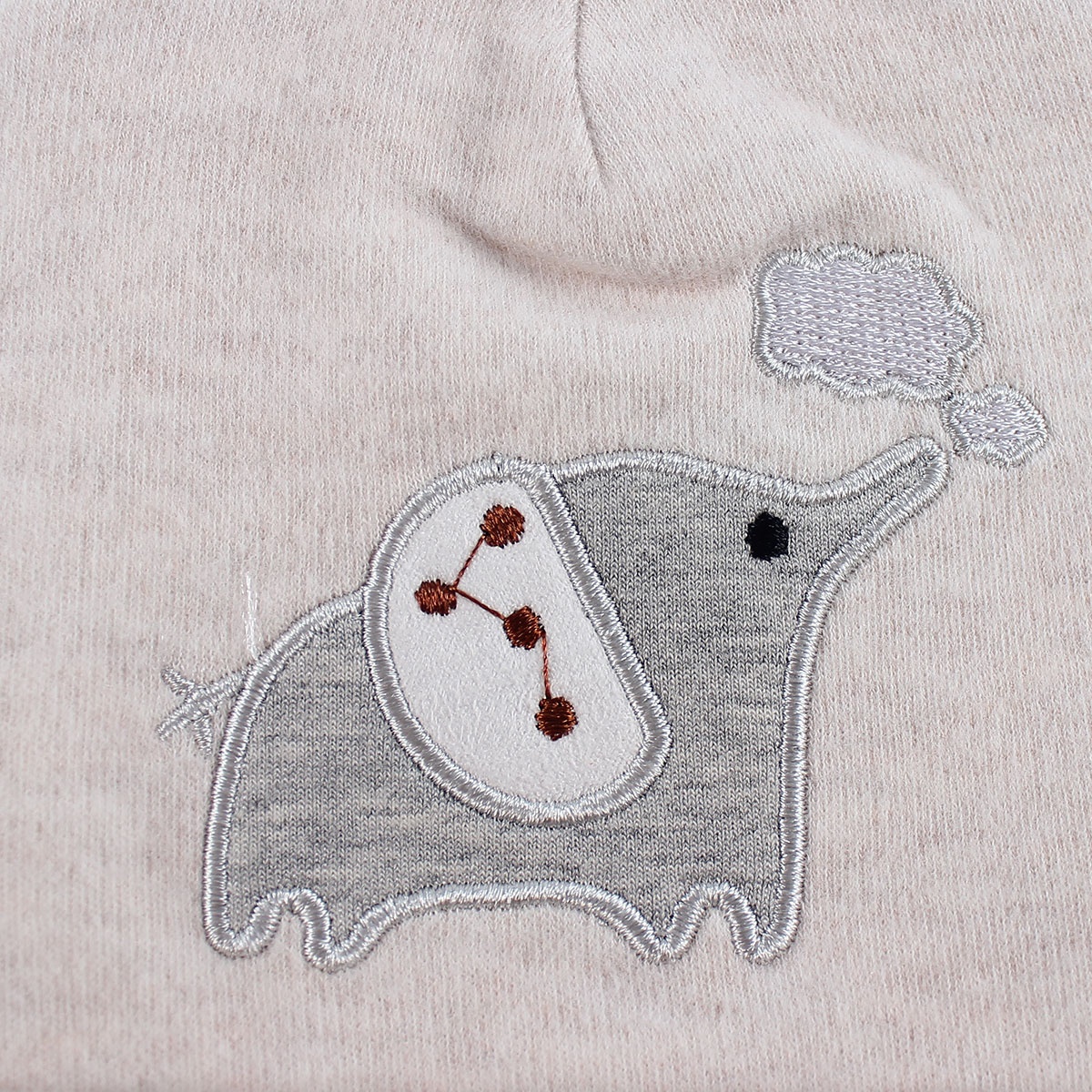 Mũ sơ sinh cotton cho bé nhung in hình voi Mamago HN19D (Ghi) hình 3