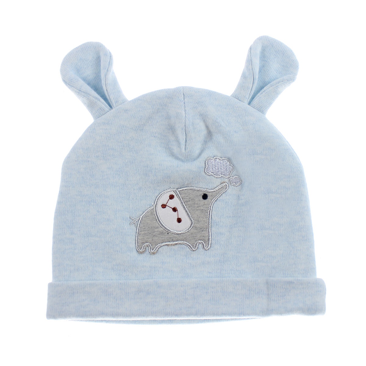 Mũ sơ sinh cotton cho bé nhung in hình voi Mamago HN19D (Xanh) hình 1