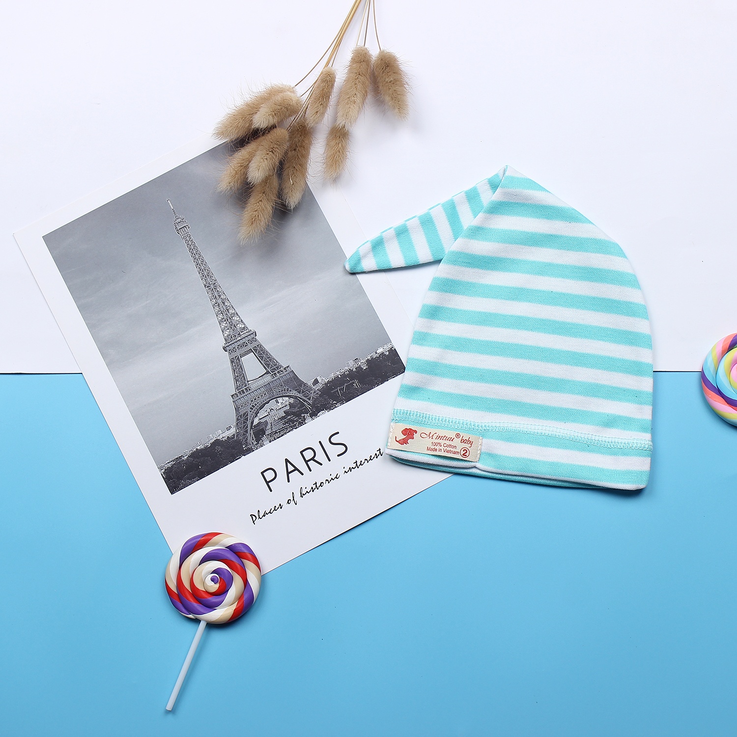 Mũ sơ sinh hình cây thông MT19 sọc màu hình 1