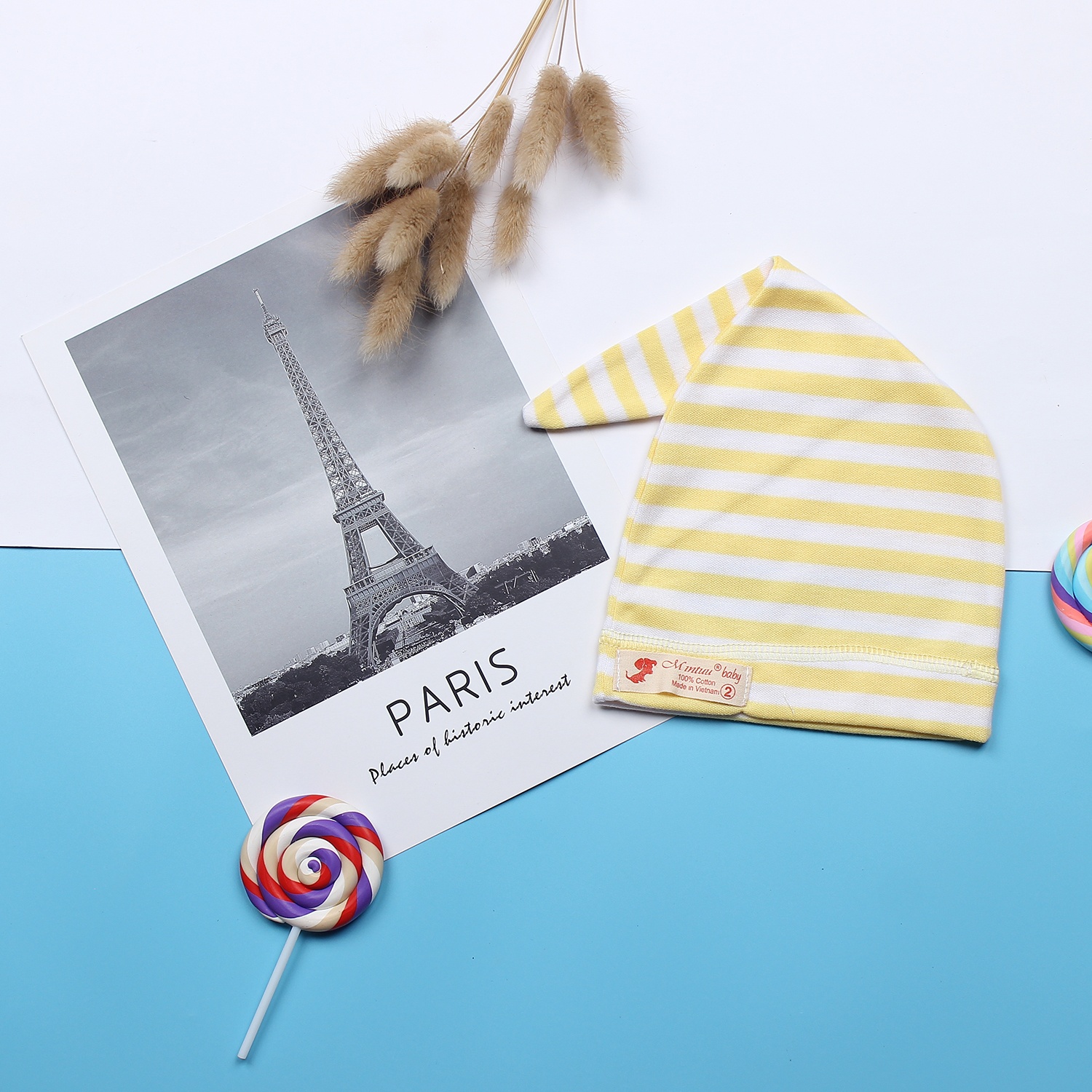 Mũ sơ sinh hình cây thông MT19 sọc màu hình 2