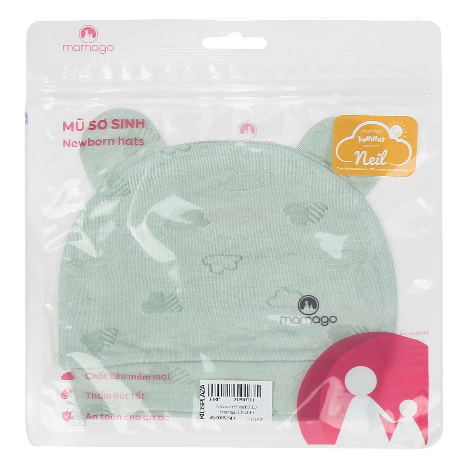 Mũ sơ sinh neil xanh hàn quốc mamago HN20H hình 3