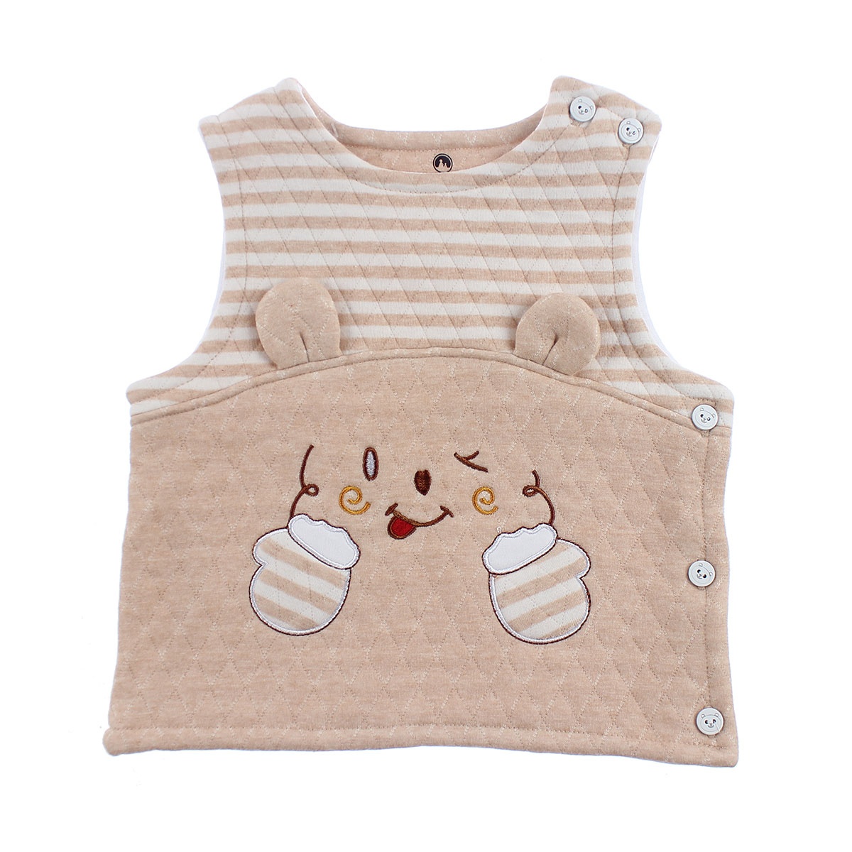 Áo gile bông Mamago kẻ vàng thêu hình HN19D Áo gile bông Mamago kẻ vàng thêu hình HN19D hình 1