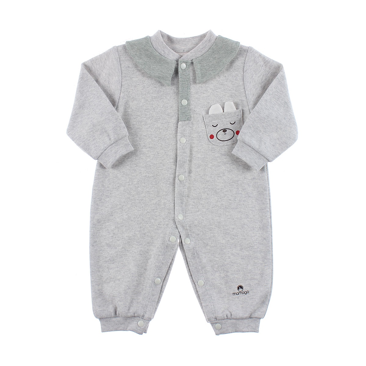 Bộ body Mamago cotton nhung túi ngực HN19D (Ghi) hình 1