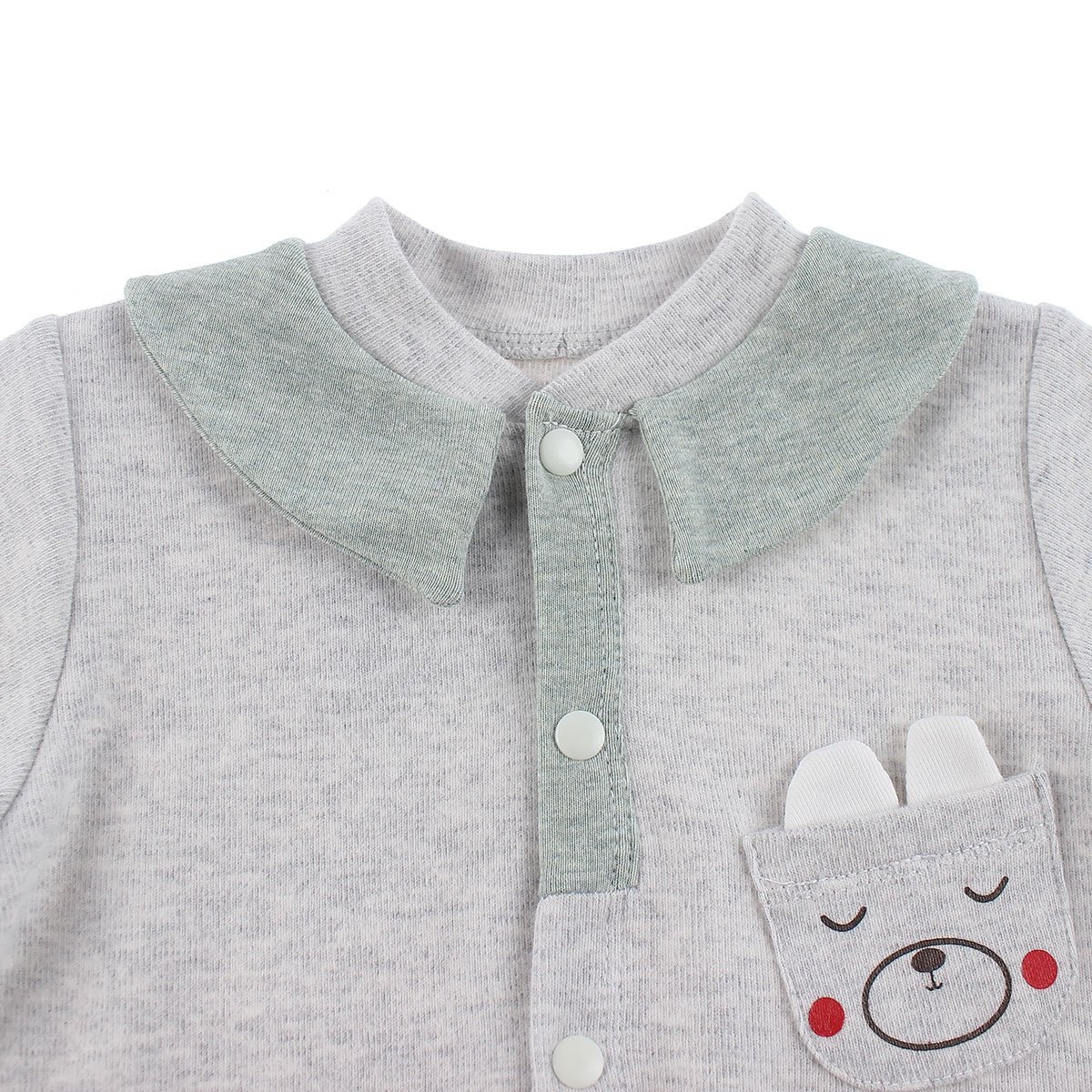 Bộ body Mamago cotton nhung túi ngực HN19D (Ghi) hình 2