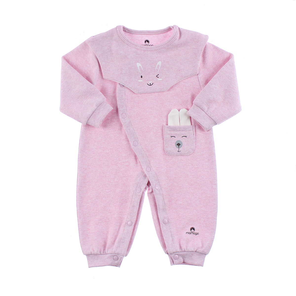 Bộ body Mamago cotton nhung yếm trơn HN19D (Hồng) Bộ body Mamago cotton nhung yếm trơn HN19D (Hồng) hình 1