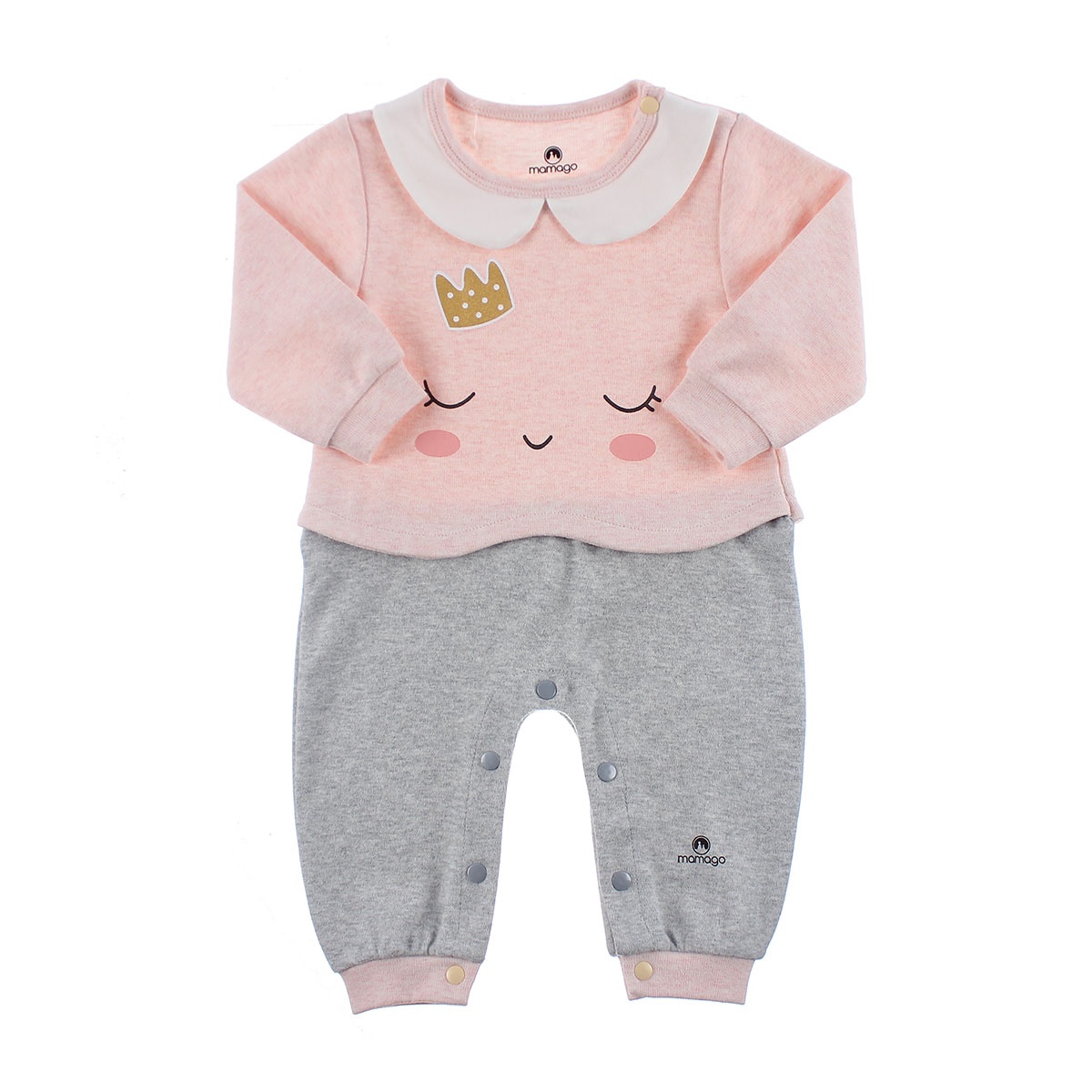 Bộ body cotton nhung Mamago HN19D (Hồng ghi) hình 1