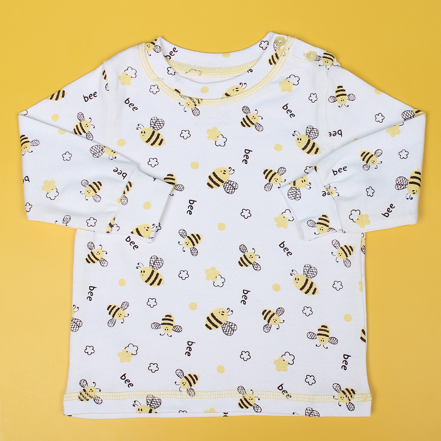 Quần áo sơ sinh cài vai in hình chú ong Mamago NĐ19 (Vàng) hình 2