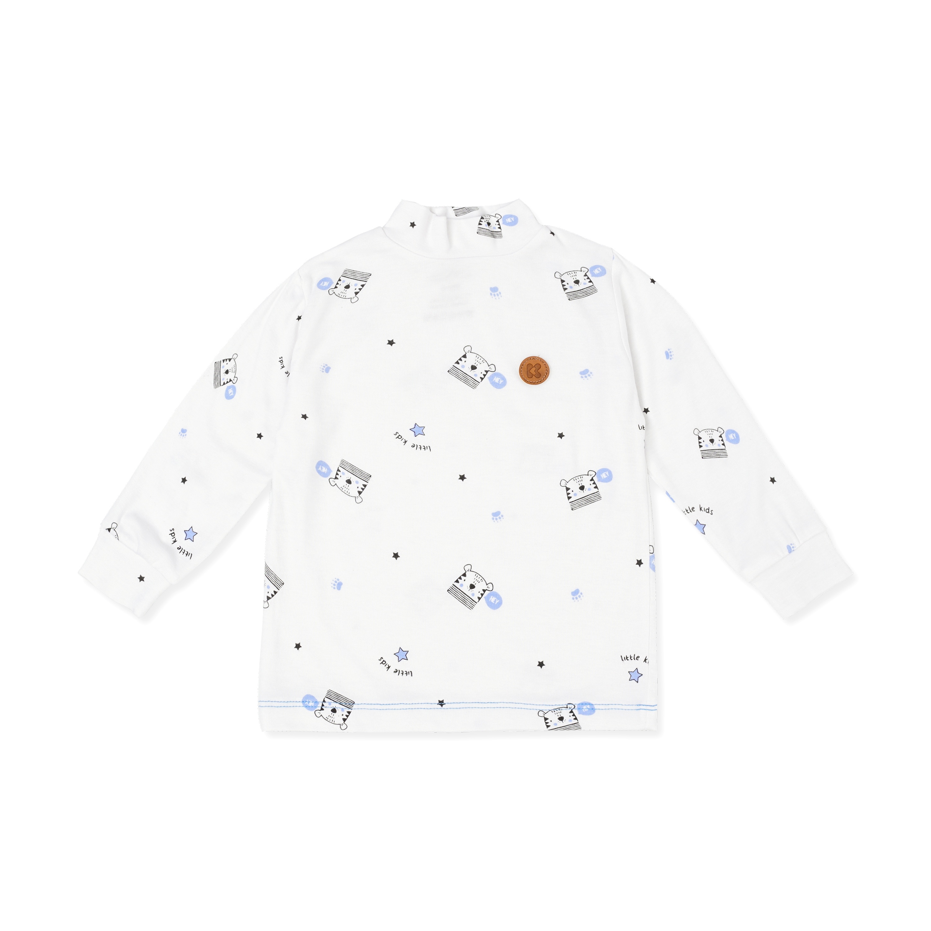 Áo cài vai cổ 3 phân KidsPlaza trắng xanh in hổ ND20T 36M hình 1