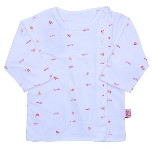 Áo sơ sinh cài lệch IQ Baby in hoa hình 1