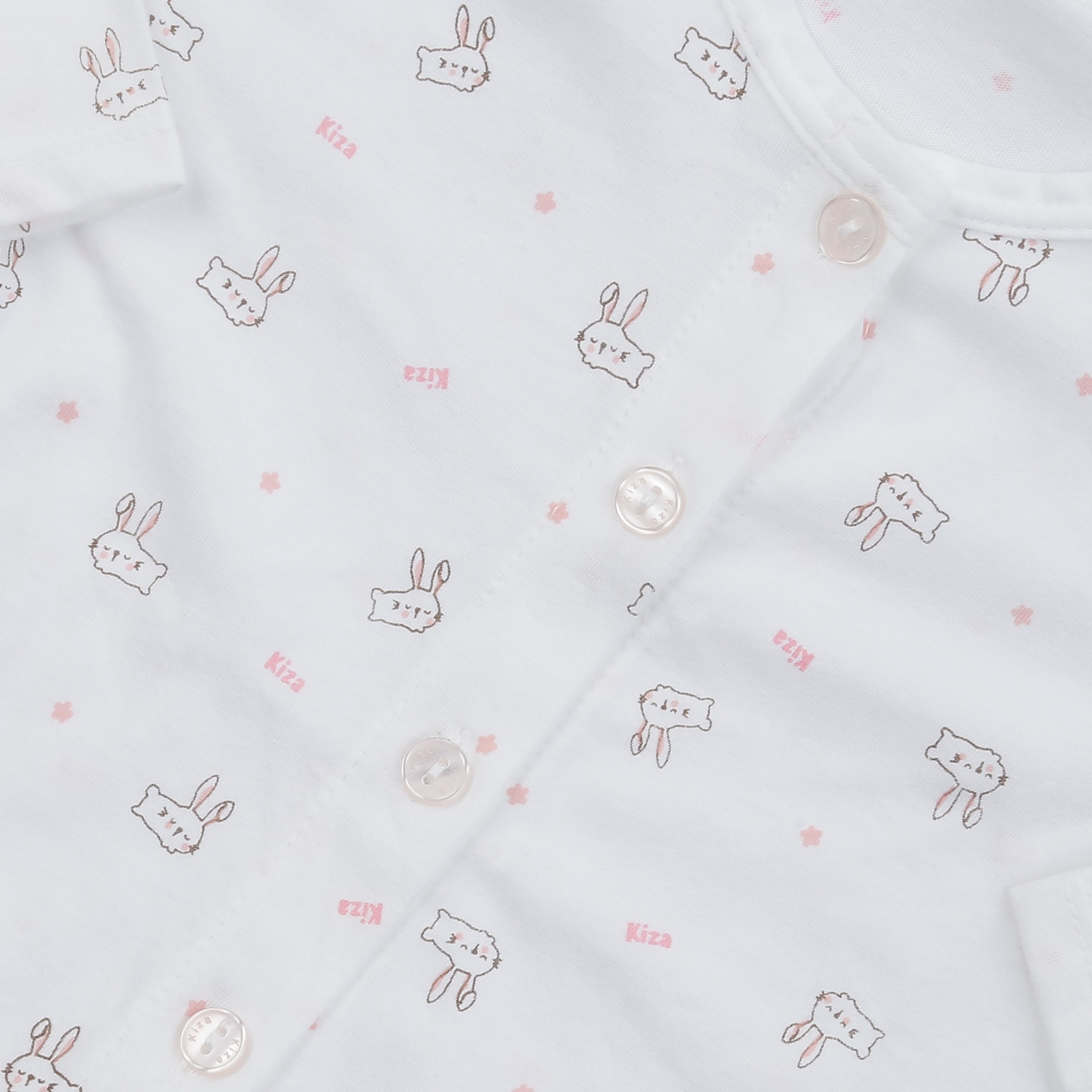 Áo dài tay Kiza in thỏ (Trắng hồng)  hình 2