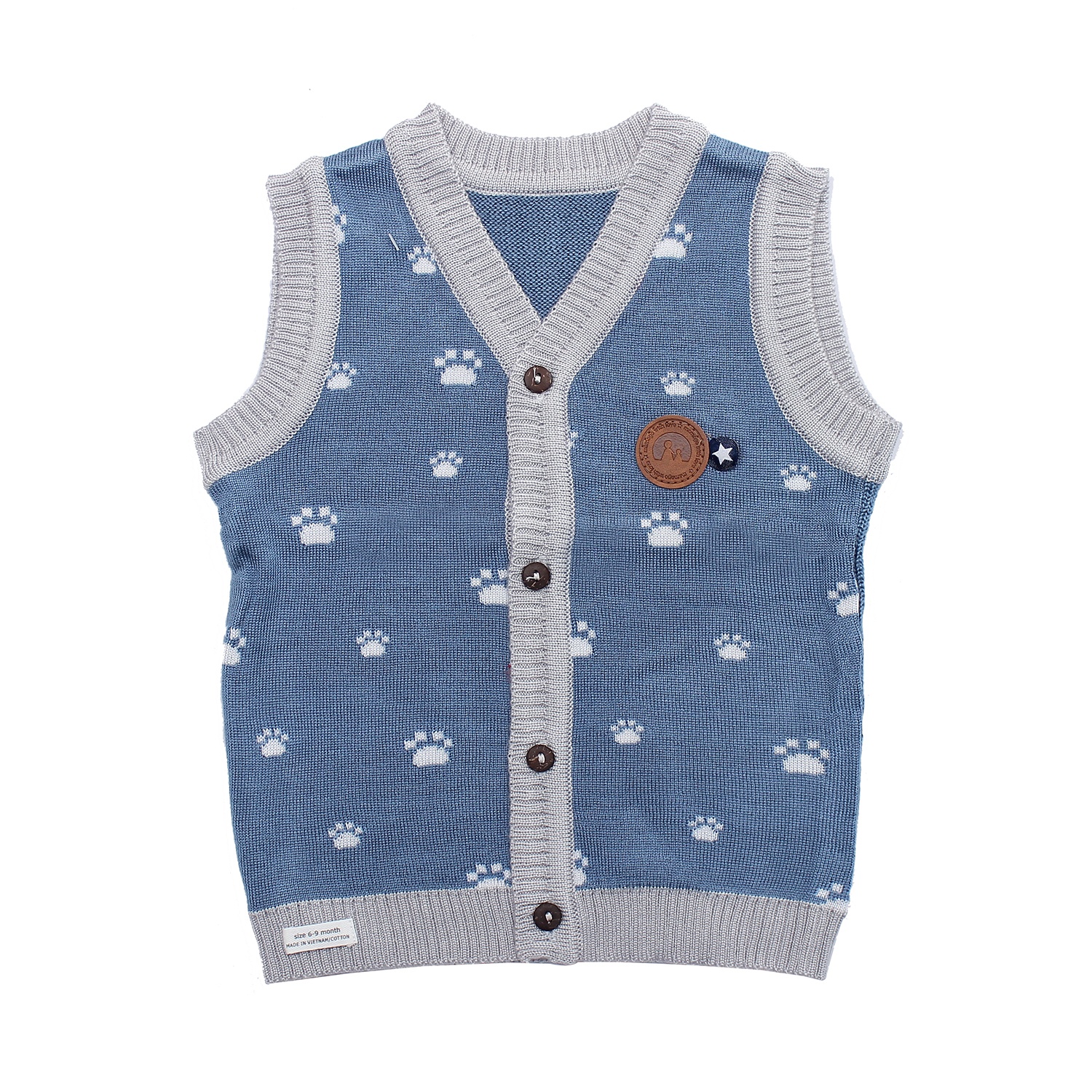 Áo gile len sơ sinh Mamago ND19 (Xanh hàn quốc) hình 2