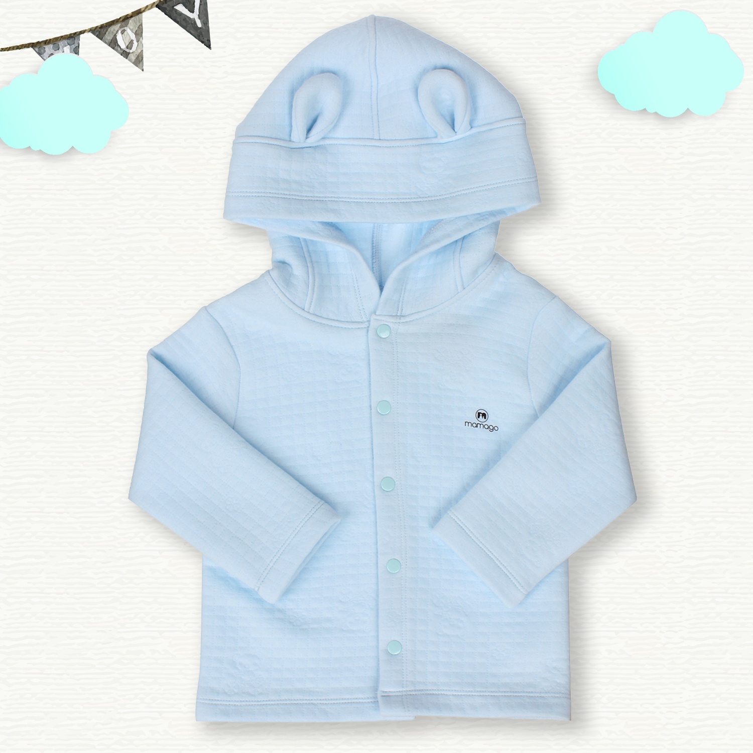 Áo khoác cho bé in gấu Mamago Xanh hình 1