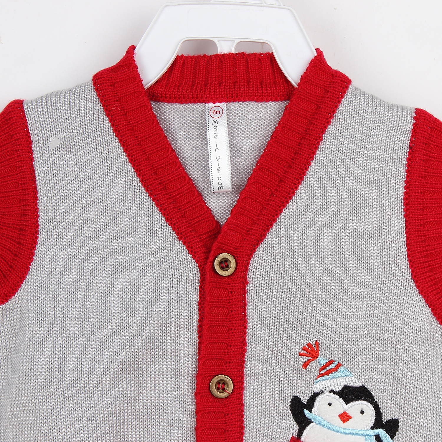 Áo len gile sơ sinh Mamago (đỏ ghi sáng) hình 2