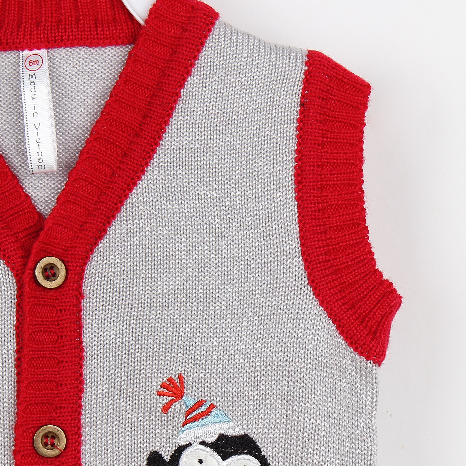 Áo len gile sơ sinh Mamago (đỏ ghi sáng) hình 3