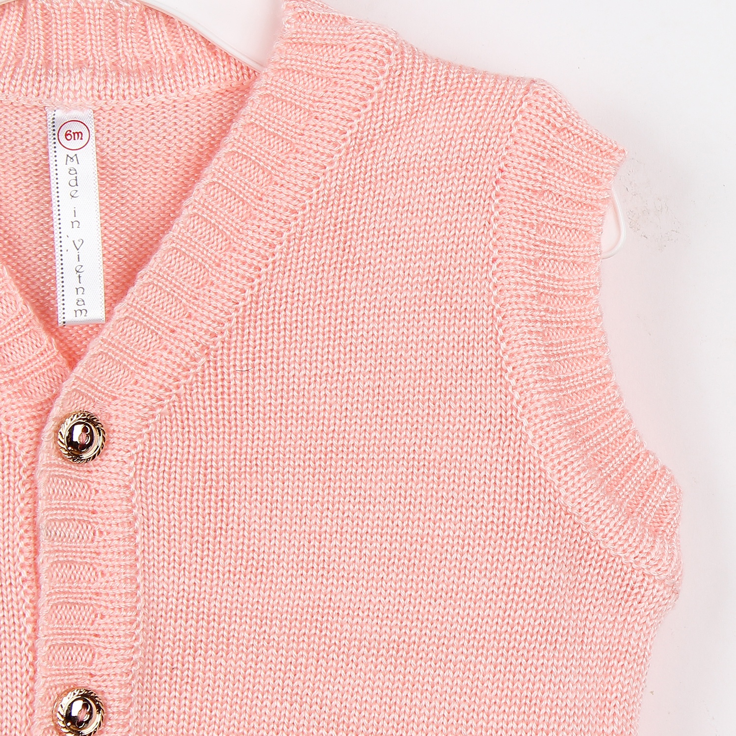 Áo len gile sơ sinh Mamago (màu cam nhạt) hình 3
