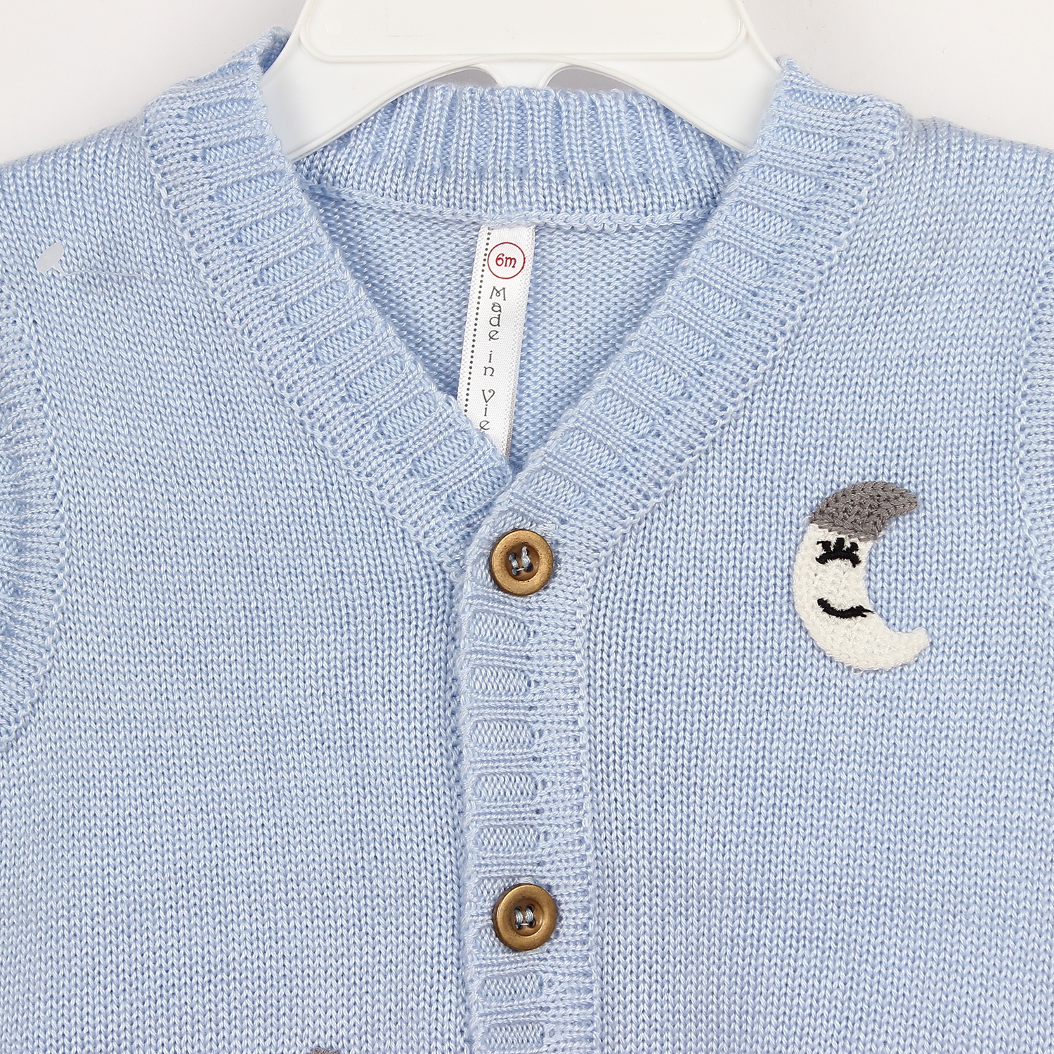 Áo len gile sơ sinh Mamago (màu xanh nhạt) hình 2