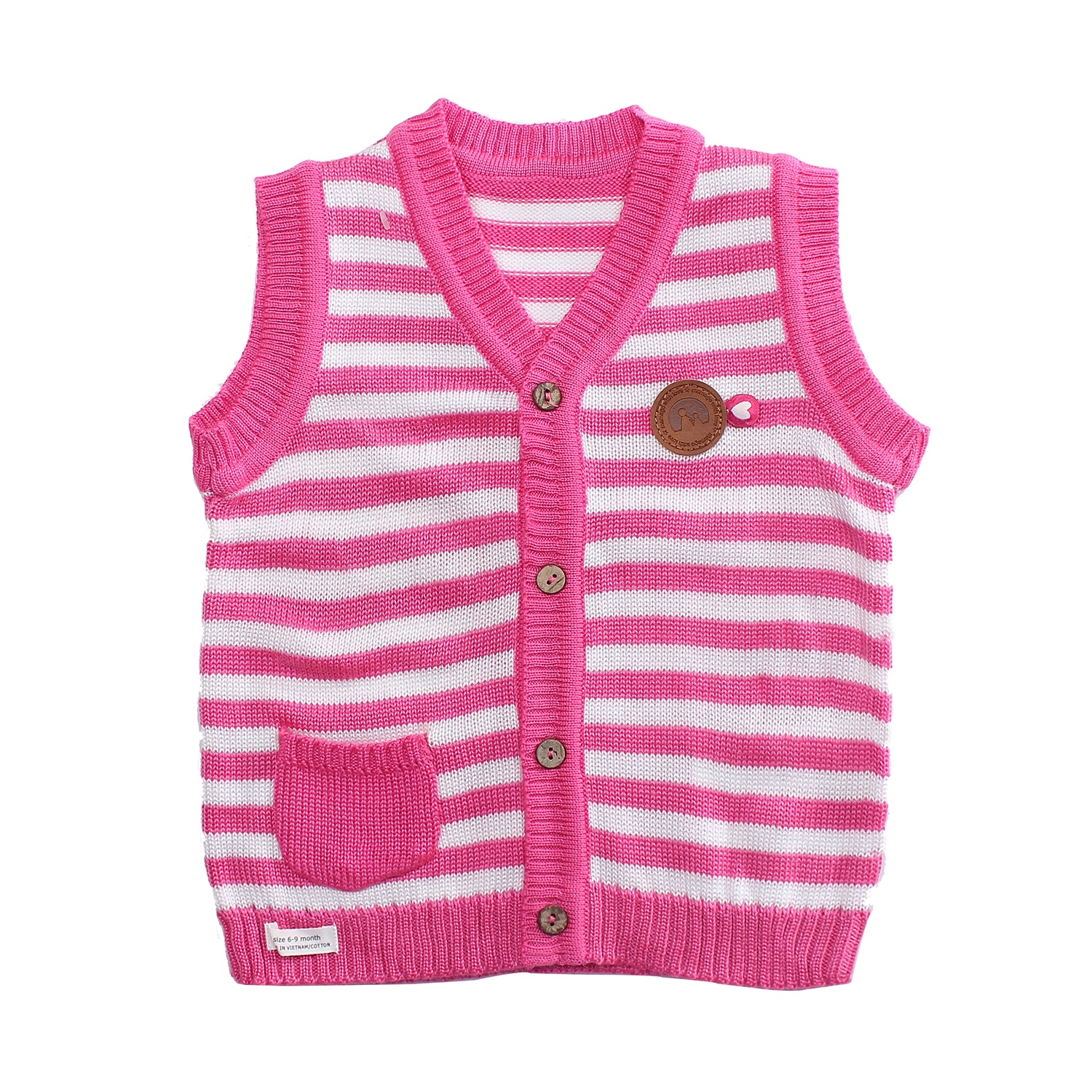 Áo len gile sơ sinh Mamago ND19 (Hồng đậm) hình 1