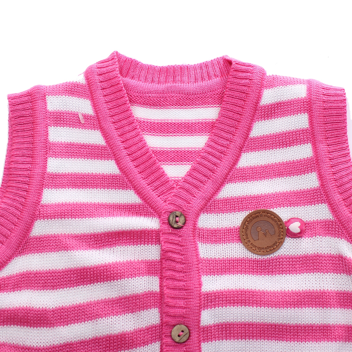 Áo len gile sơ sinh Mamago ND19 (Hồng đậm) hình 3