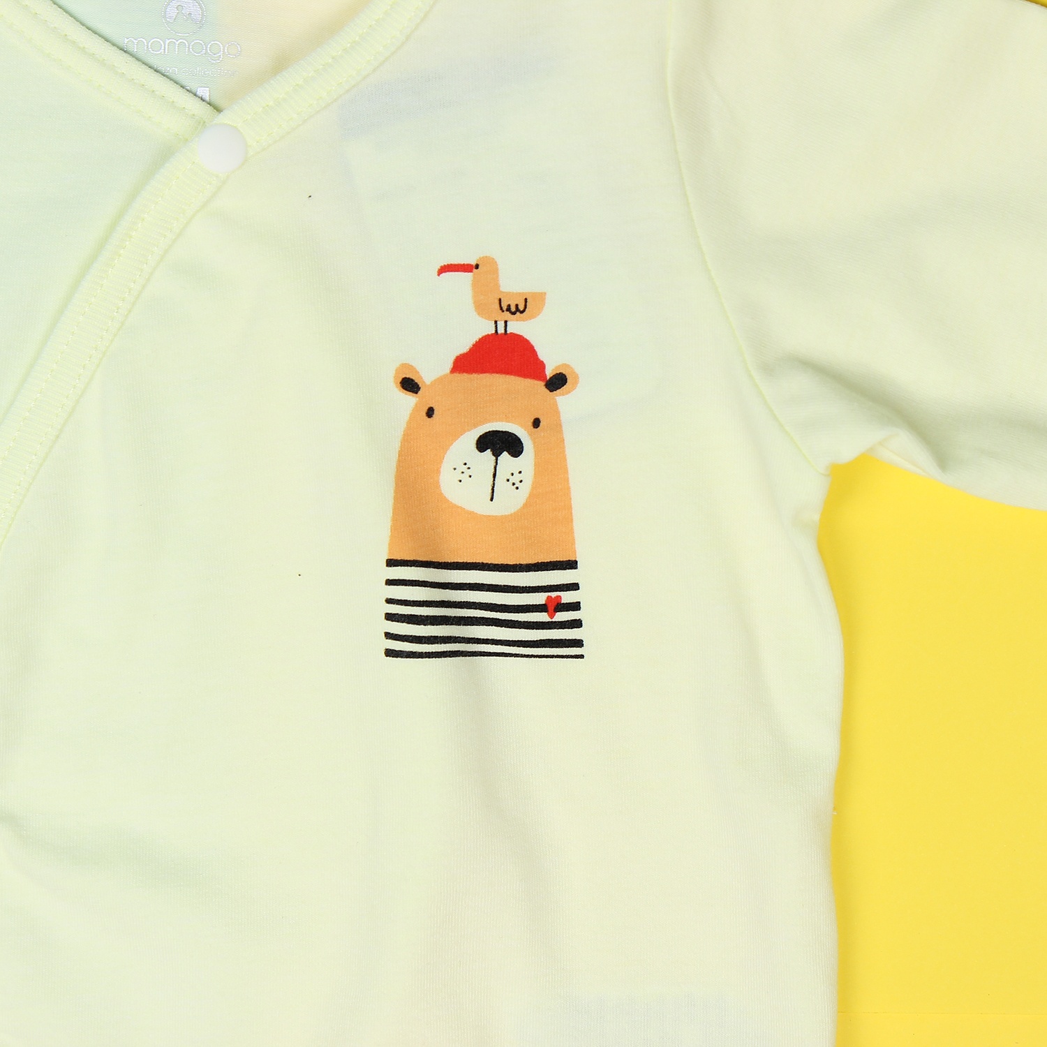Áo sơ sinh buộc dây cài chéo tay dài Mamago vera K19 (Vàng) hình 3