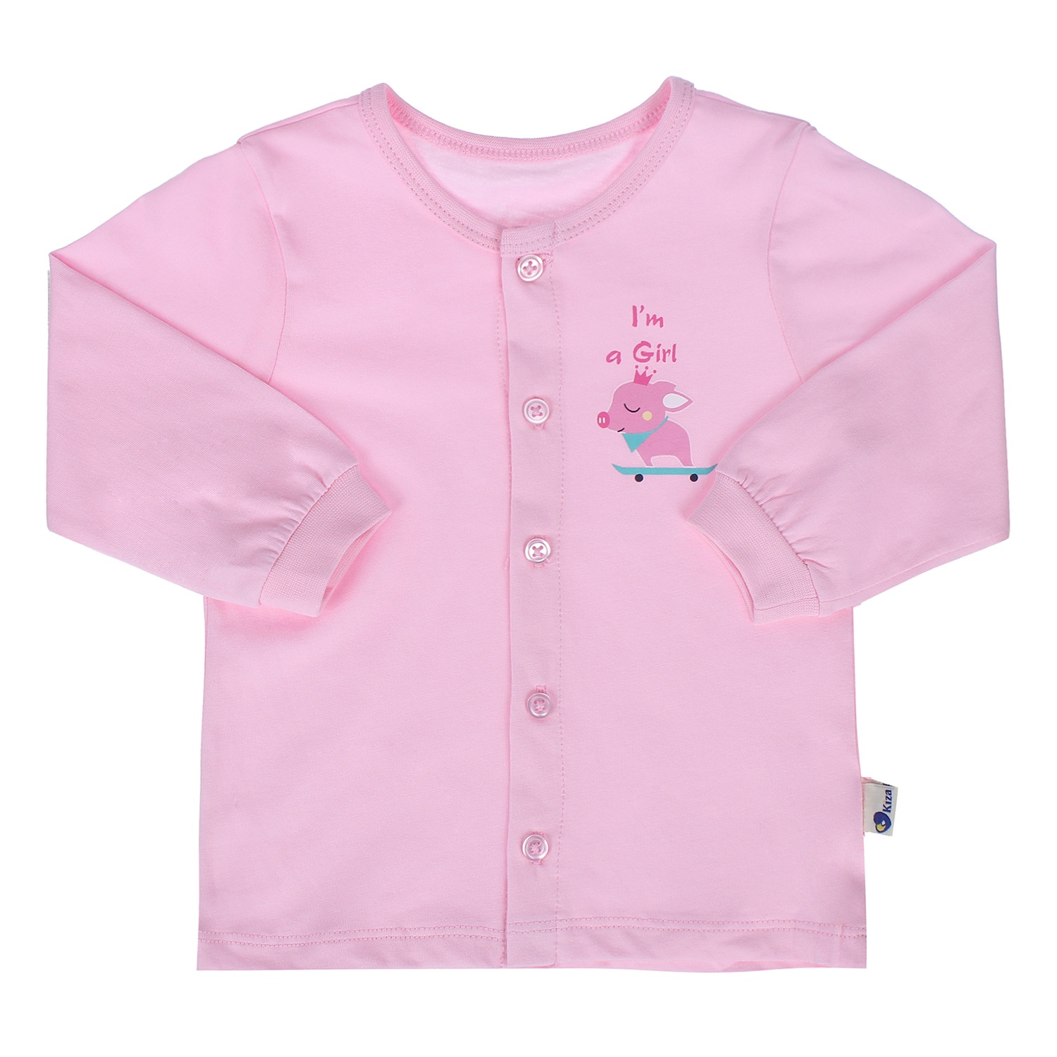 Áo sơ sinh cài giữa tay dài Kiza Hồng  hình 1