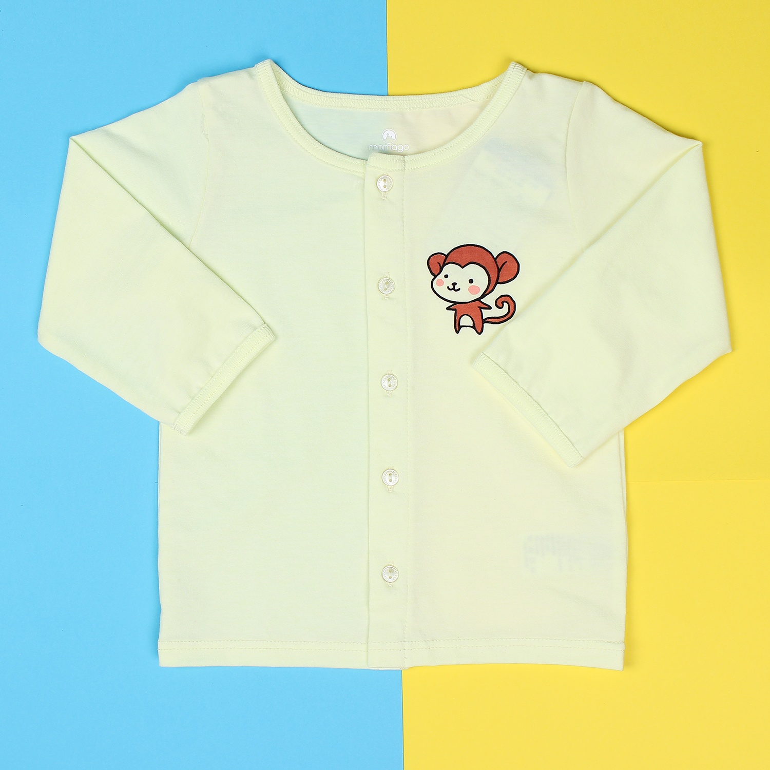 Áo sơ sinh cài giữa tay dài Mamago Vera K19 (Vàng) hình 1